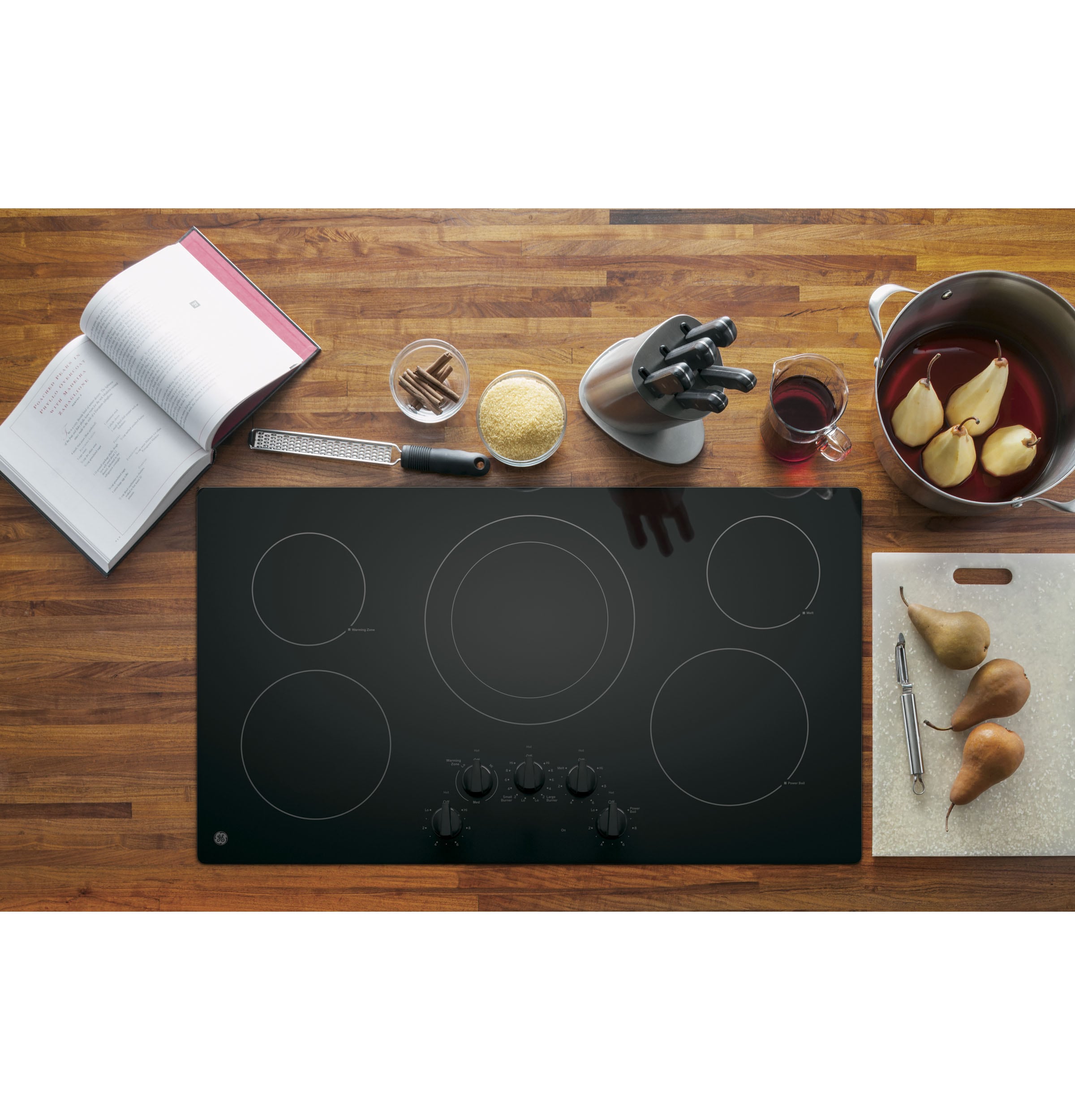 GE 36-in 5 burners Smooth Surface (Radiant) Black Electric Cooktop