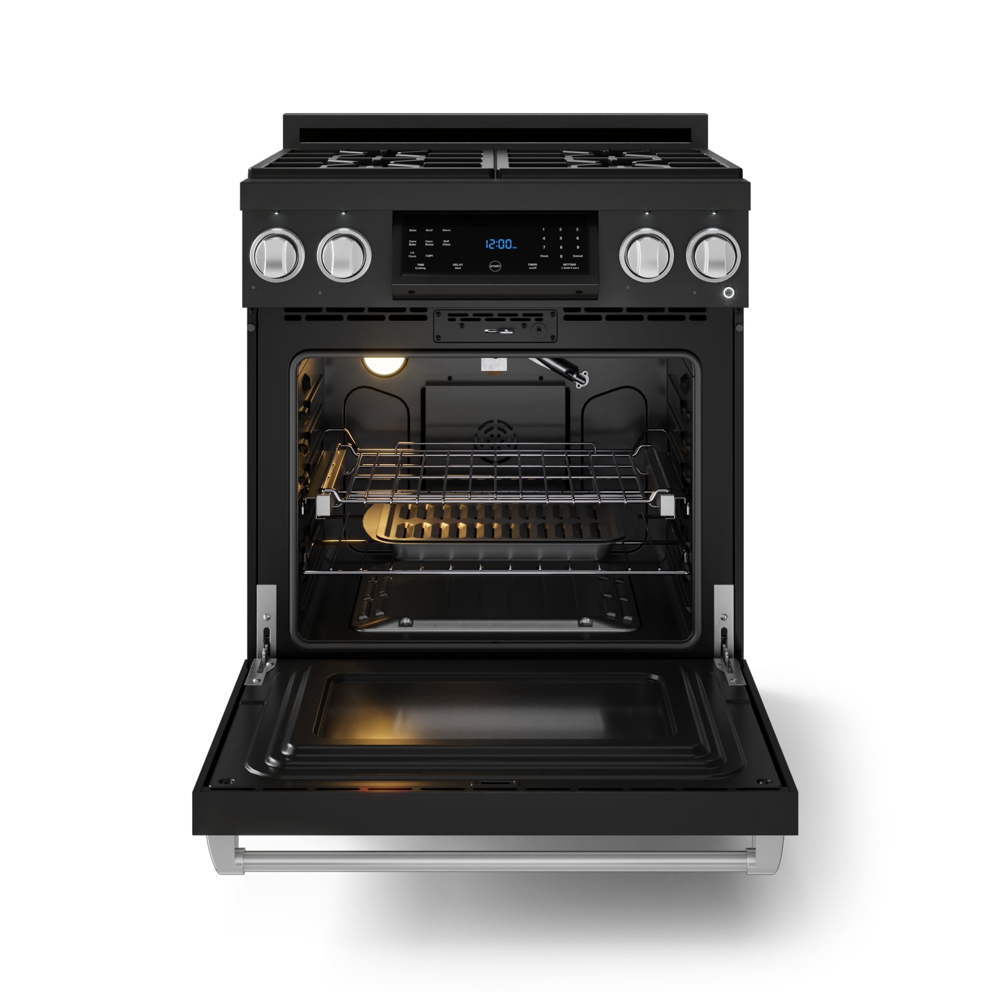 Thor Kitchen Gordon Ramsay Series 30-in 4 burners 4.55-cu ft Convection Oven Freestanding Natural Gas Range ( Matte Black with Stainless Steel Accents )
