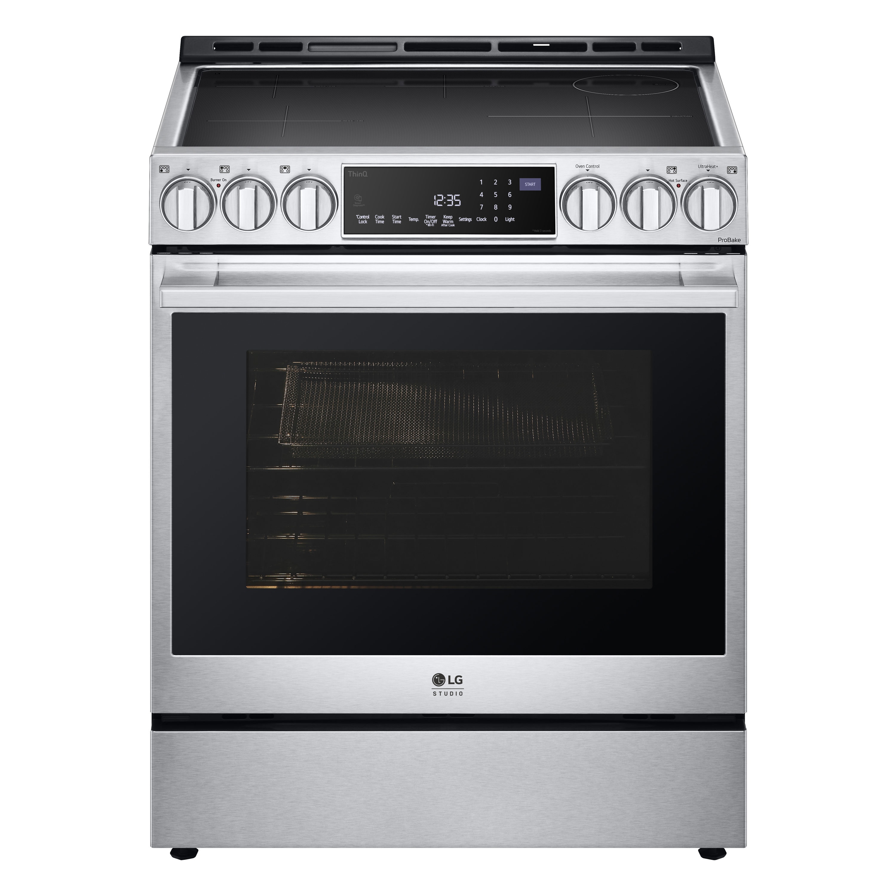 LG STUDIO 30-in 5 Burners 6.3-cu ft Air Fry Convection Oven Slide-in Single Induction Range (Stainless Steel)