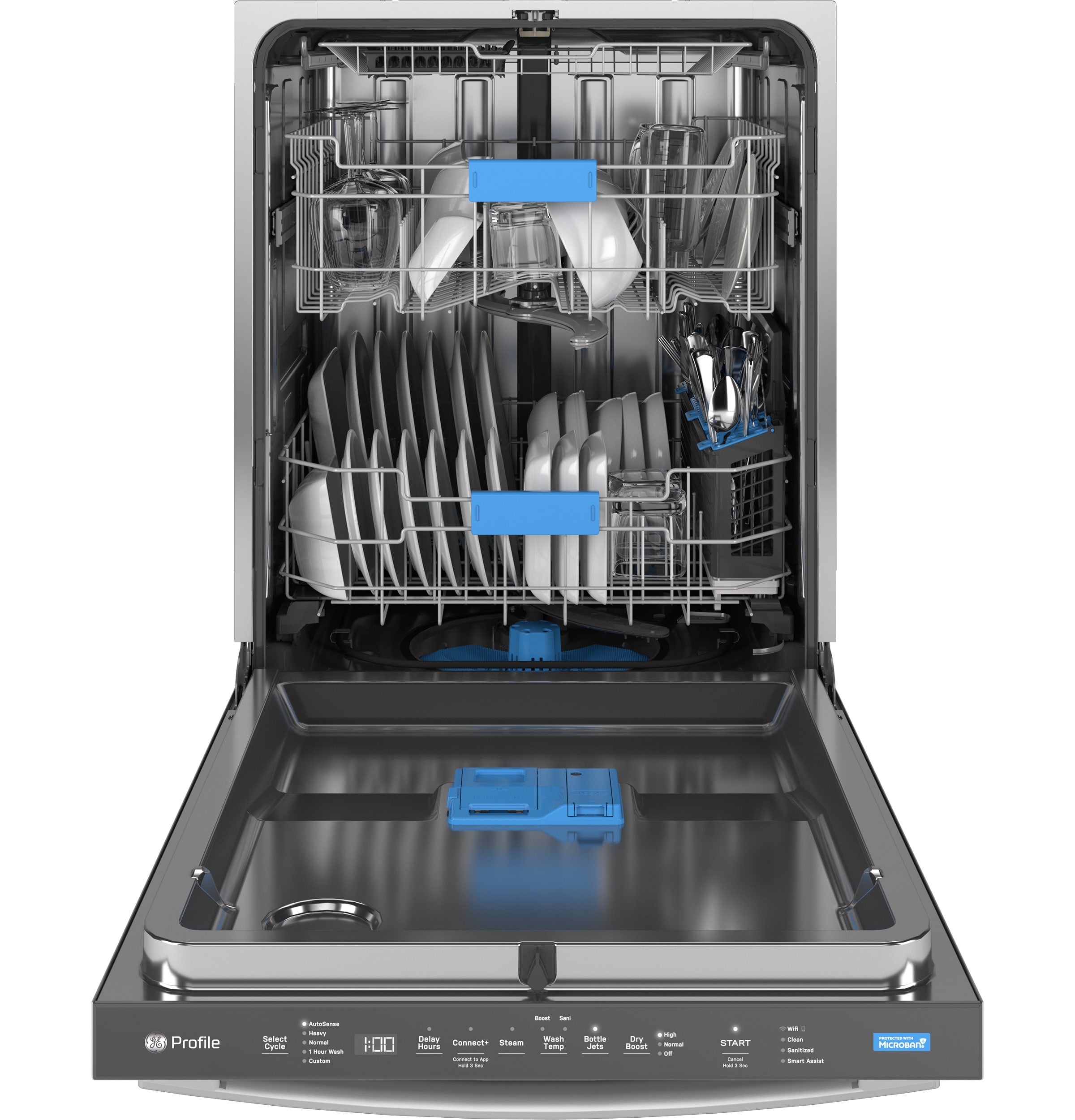 GE Profile Dry Boost Top Control 24 in Smart Built In Dishwasher With Third Rack Fingerprint resistant Stainless Steel ENERGY STAR 44 dBA