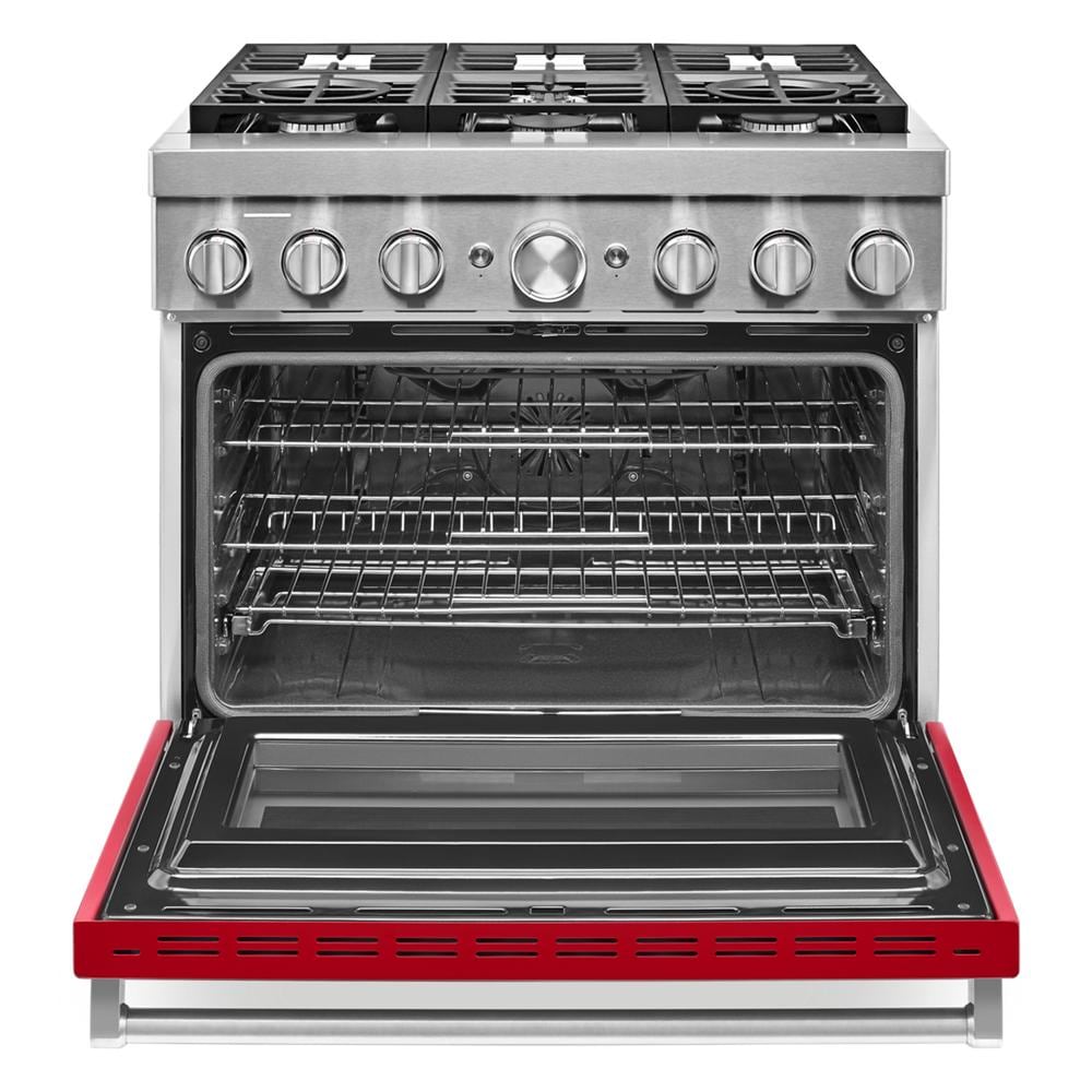 KitchenAid 36-in Deep recessed 6 burners Convection Oven Freestanding Dual Fuel Range ( Passion Red )