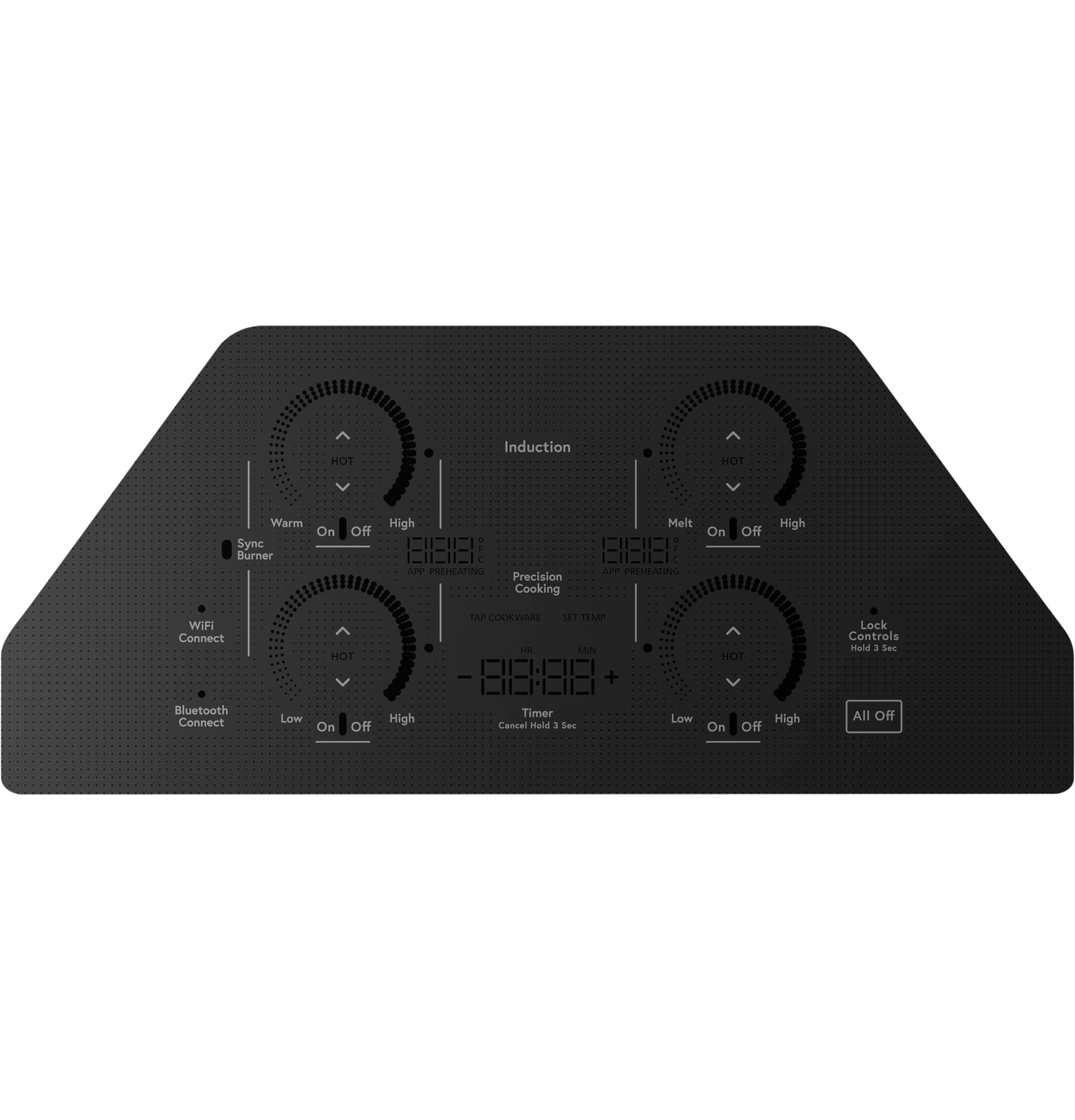 Cafe 30-in 4 burners Black Smart Compatible Induction Cooktop with Bridge Element