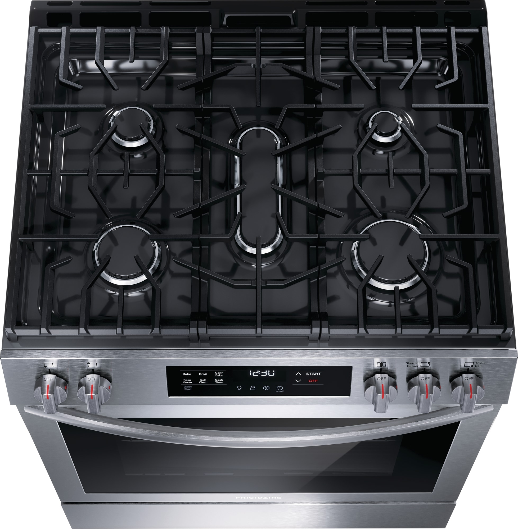 Frigidaire 30-in 5 burners 5.1-cu ft Convection Oven Slide-In Natural Gas Range ( Stainless steel )