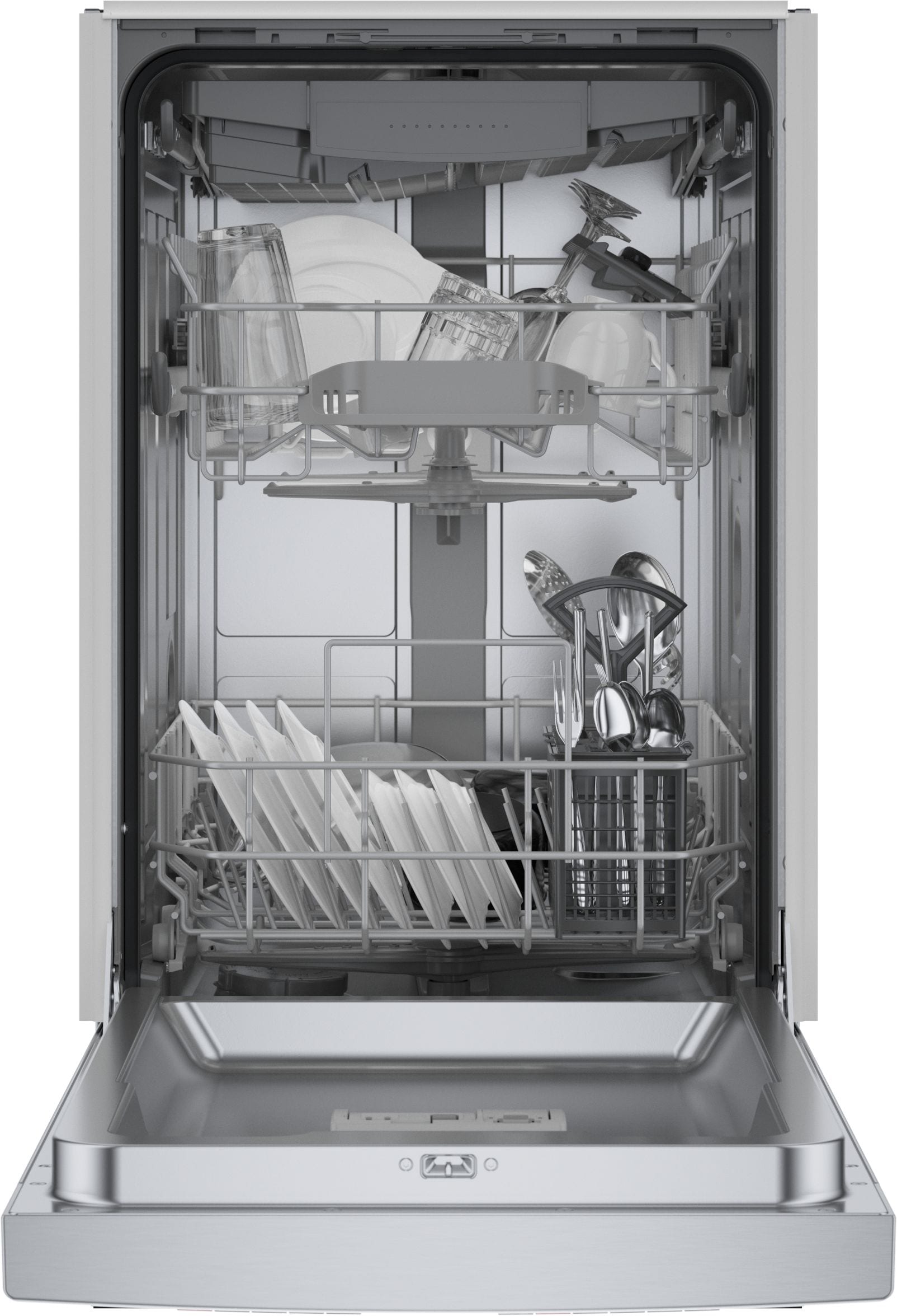 Bosch Front Control 18 in Smart Built In Dishwasher With Third Rack Stainless Steel 44 dBA