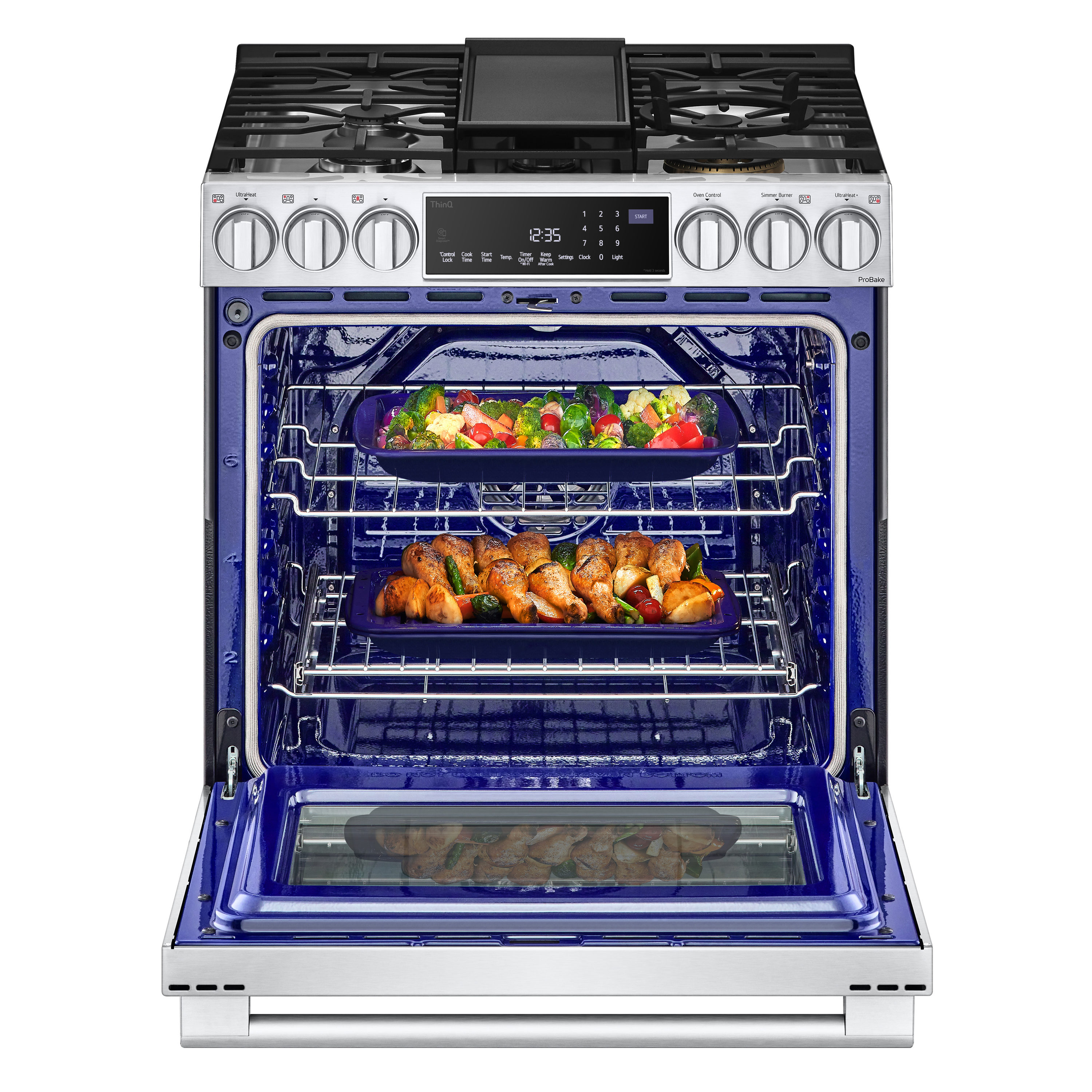 LG STUDIO 30-in 5 burners 6.3-cu ft Air Fry Convection Oven Freestanding Natural Gas Range ( Stainless Steel )