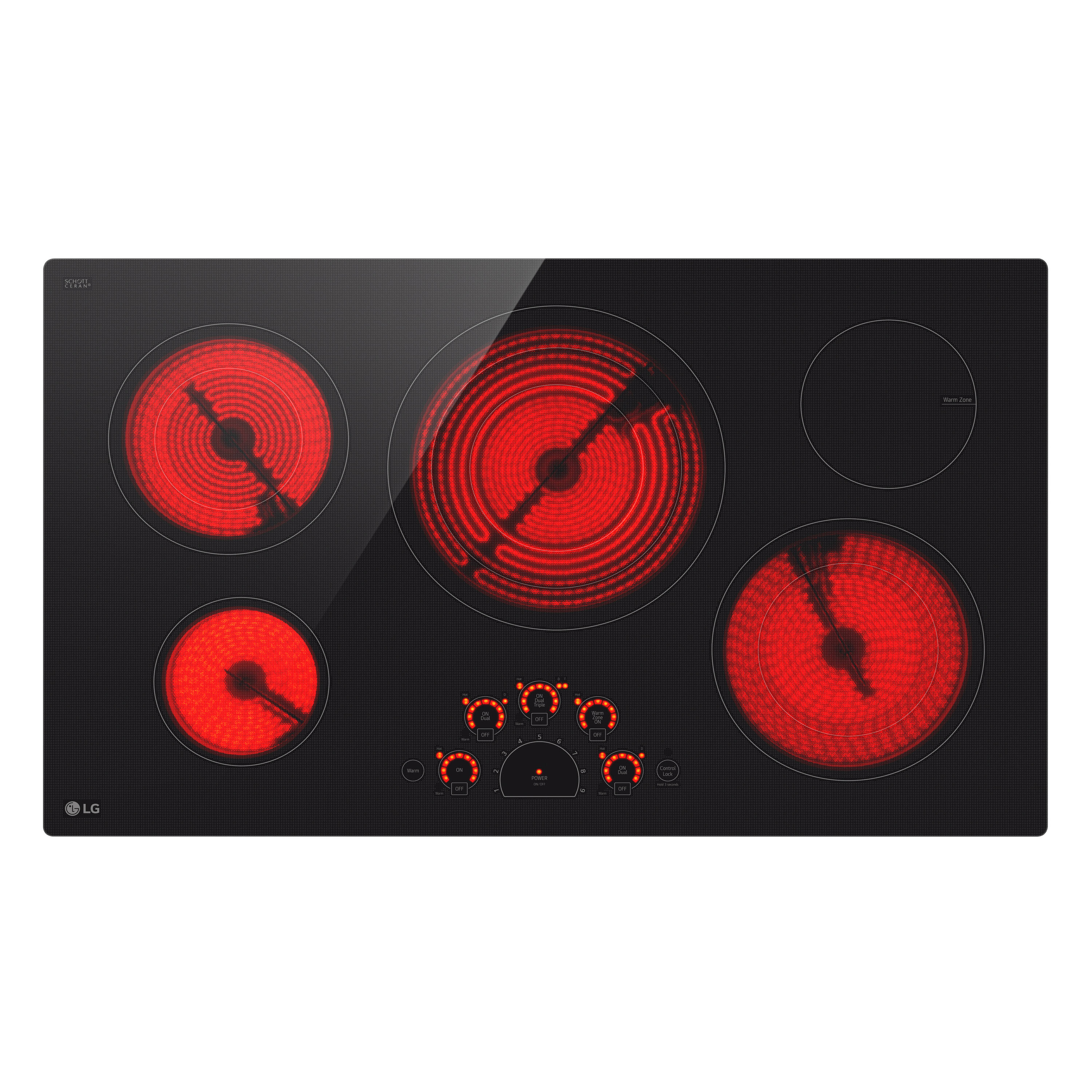 LG 36-in 5 burners Smooth Surface (Radiant) Black Electric Cooktop