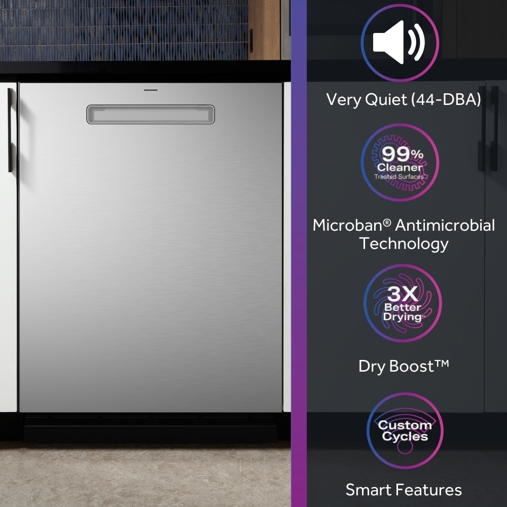 GE Profile Dry Boost Top Control 24 in Smart Built In Dishwasher Fingerprint resistant Stainless Steel ENERGY STAR 44 dBA
