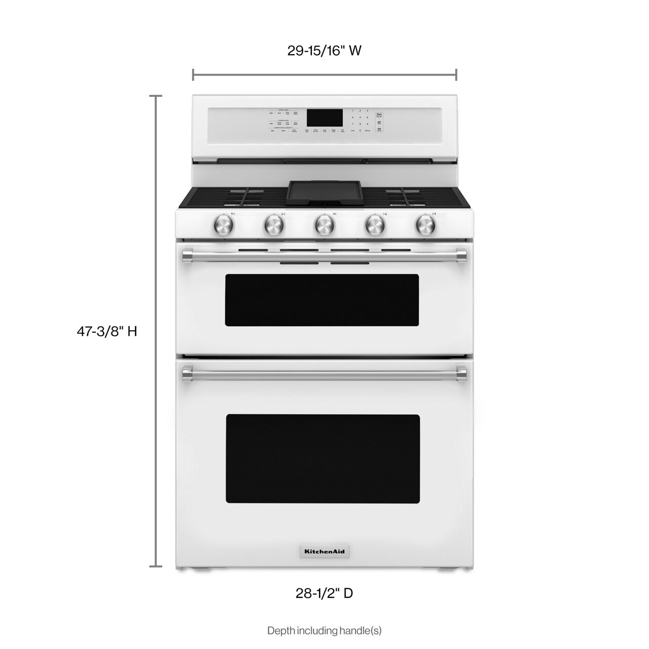 KitchenAid 30-Inches 5 burners 3.9-Cu. Feet / 2.1-Cu. Feet Convection Oven Freestanding Double Oven Gas Range ( White )