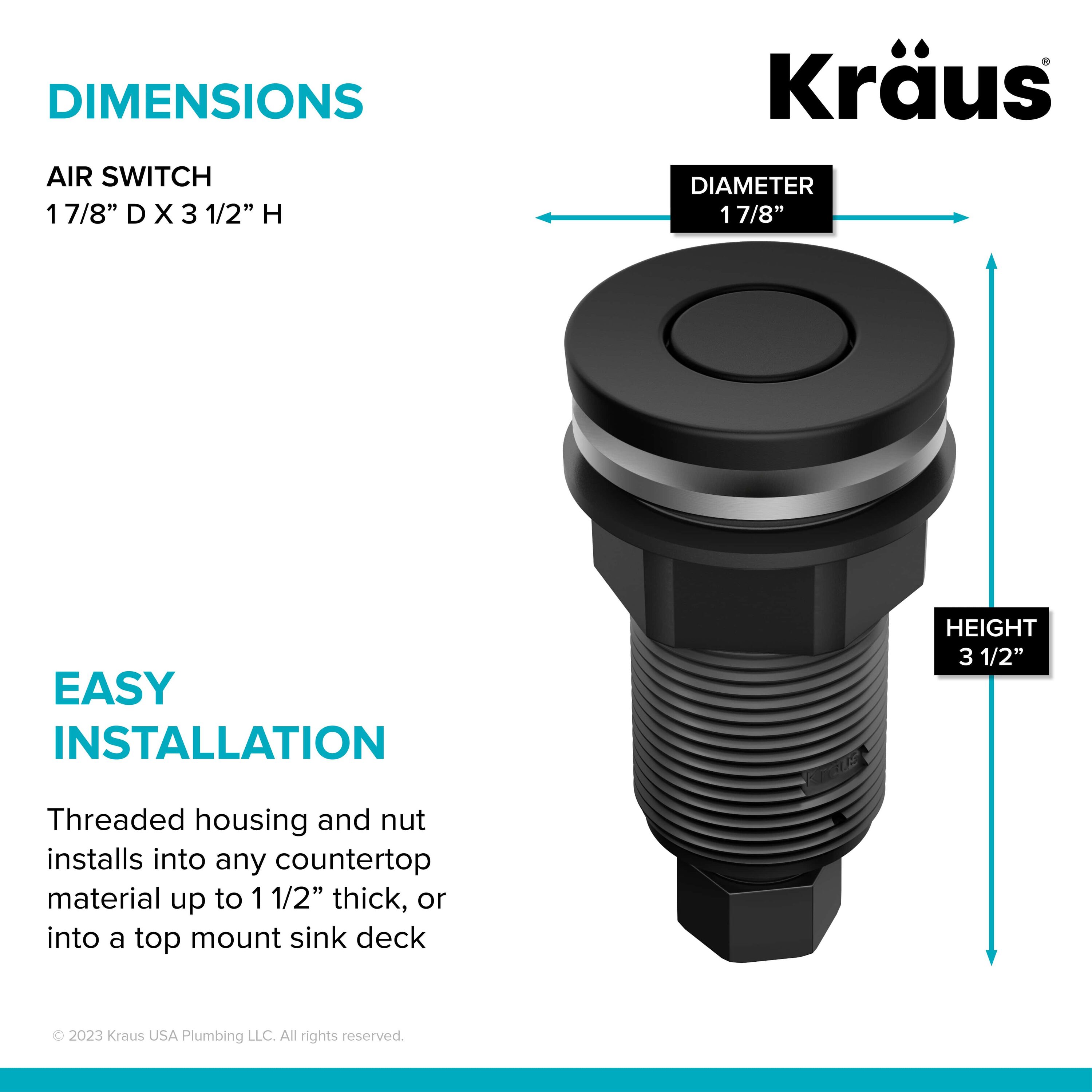 Kraus 1.88-in Matte Black Brass Garbage Disposal switch