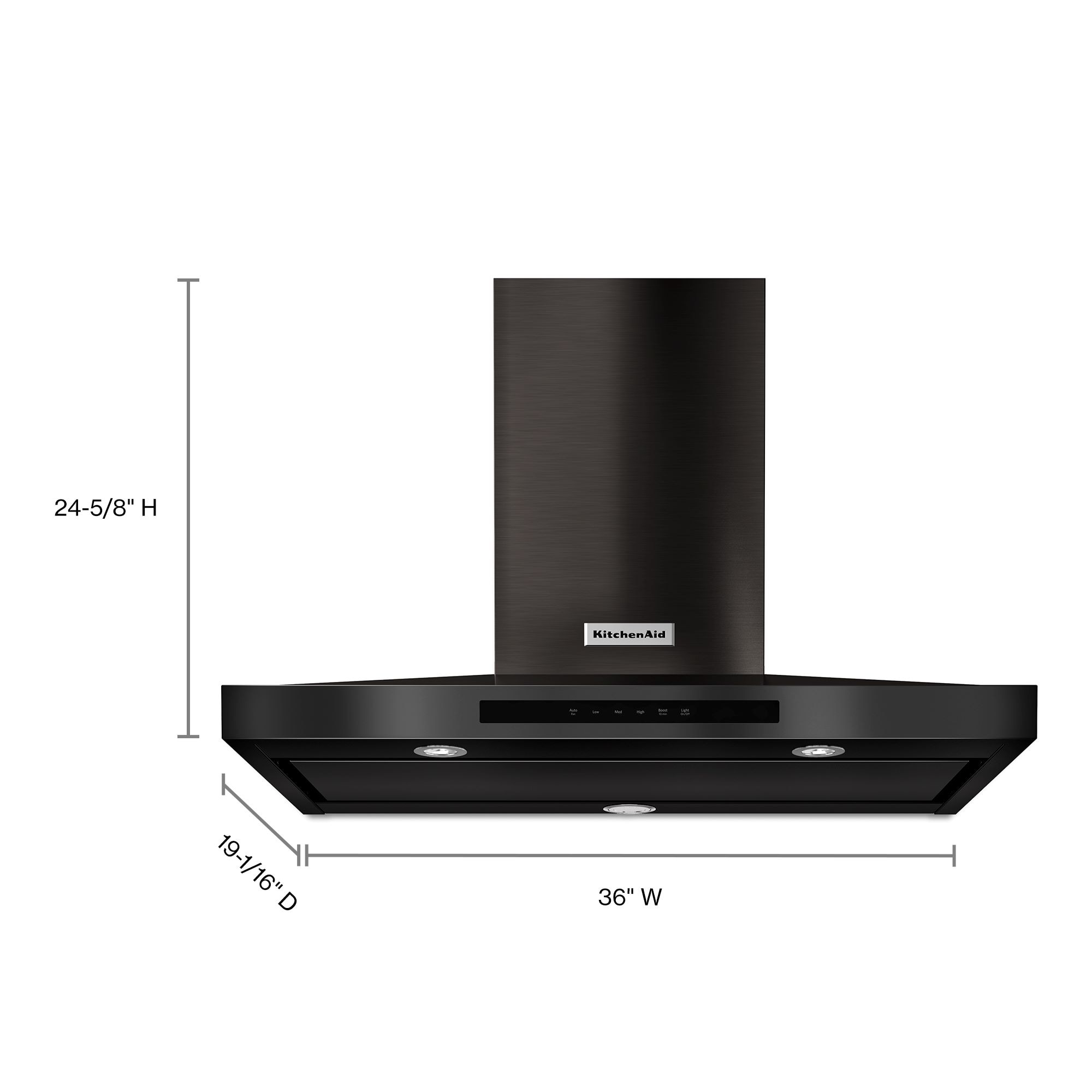 KitchenAid Convertible Black Stainless with Printshield Wall Mounted Range Hood Common 36 Inch Actual 36 in
