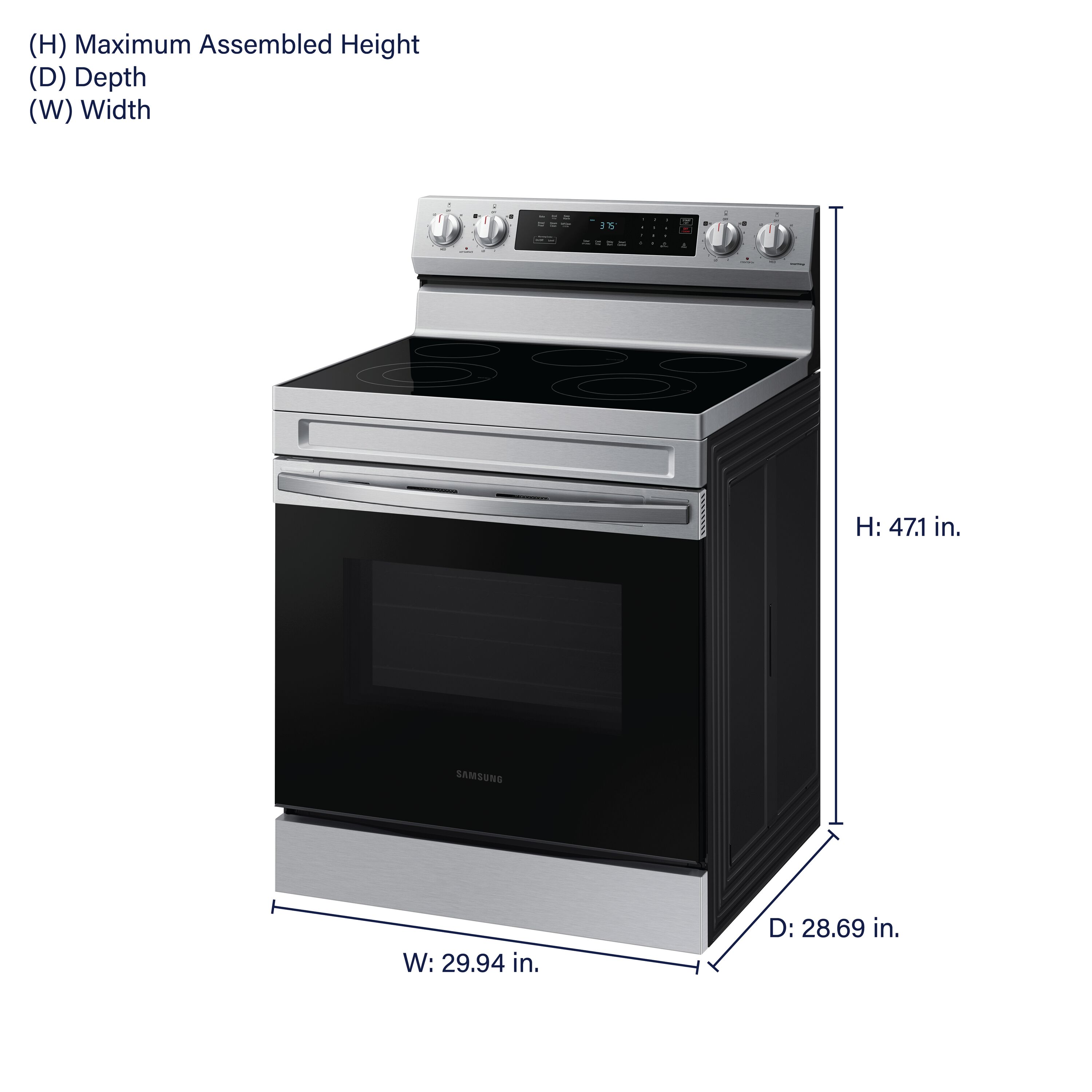 Samsung 30-in Glass Top 5 burners 6.3-cu ft Freestanding Electric Range ( Stainless Steel )