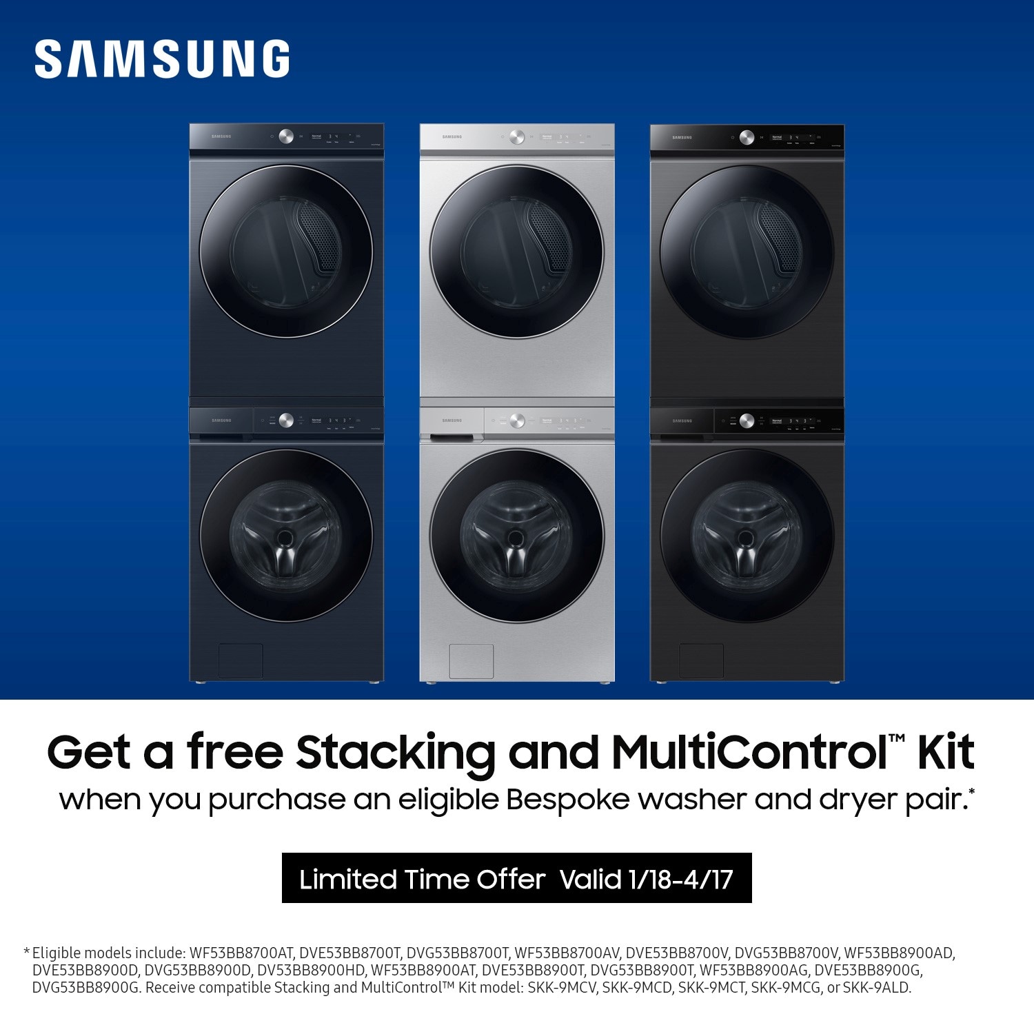 Samsung Stainless Steel Laundry Stacking Kit Silver Steel