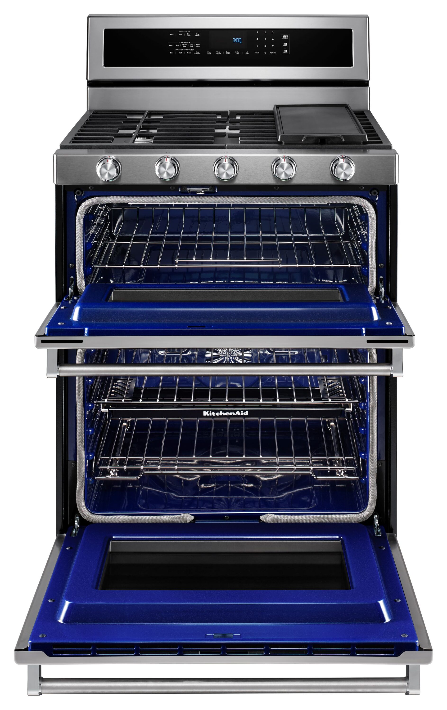 KitchenAid 5 Burners 4 2 cu ft 2 5 cu ft Self Cleaning Double Oven Convection Dual Fuel Range Stainless Steel Common 30 in Actual 29 938 in