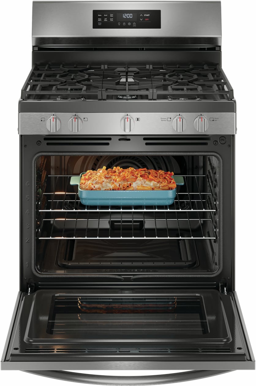 Frigidaire 30-in 5 burners 5.1-cu ft Air Fry Convection Oven Freestanding Natural Gas Range ( Stainless Steel )