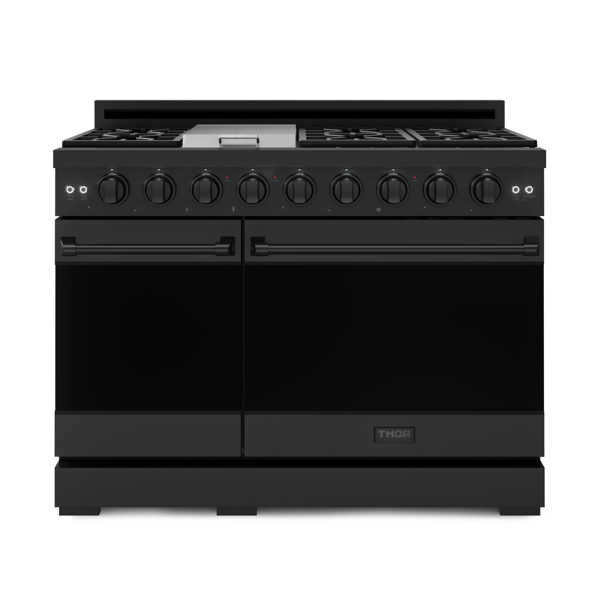 Thor Kitchen Gordon Ramsay Series 48-in 7 burners 4.6-cu ft / 2.2-cu ft Convection Oven Freestanding Double Oven Gas Range ( Matte Black )