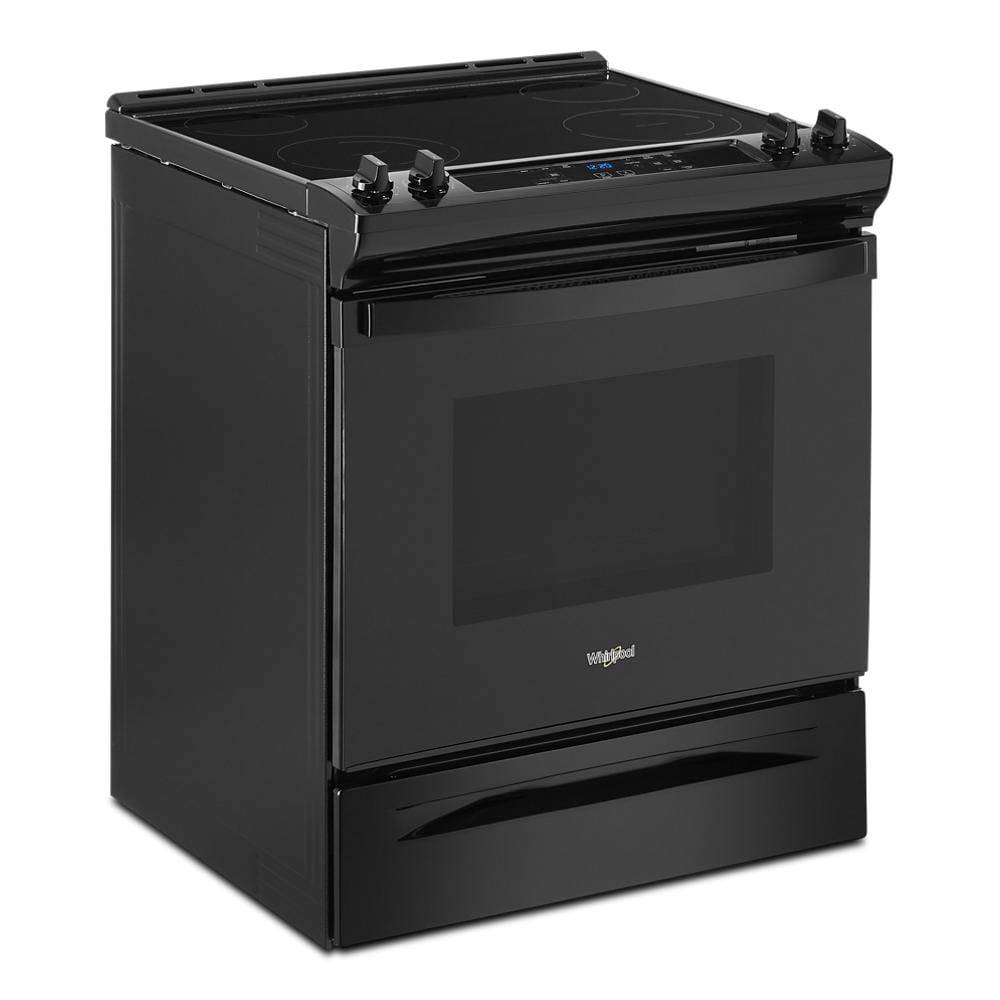 Whirlpool 30-in Glass Top 4 burners 4.8-cu ft Slide-In Electric Range ( Black )