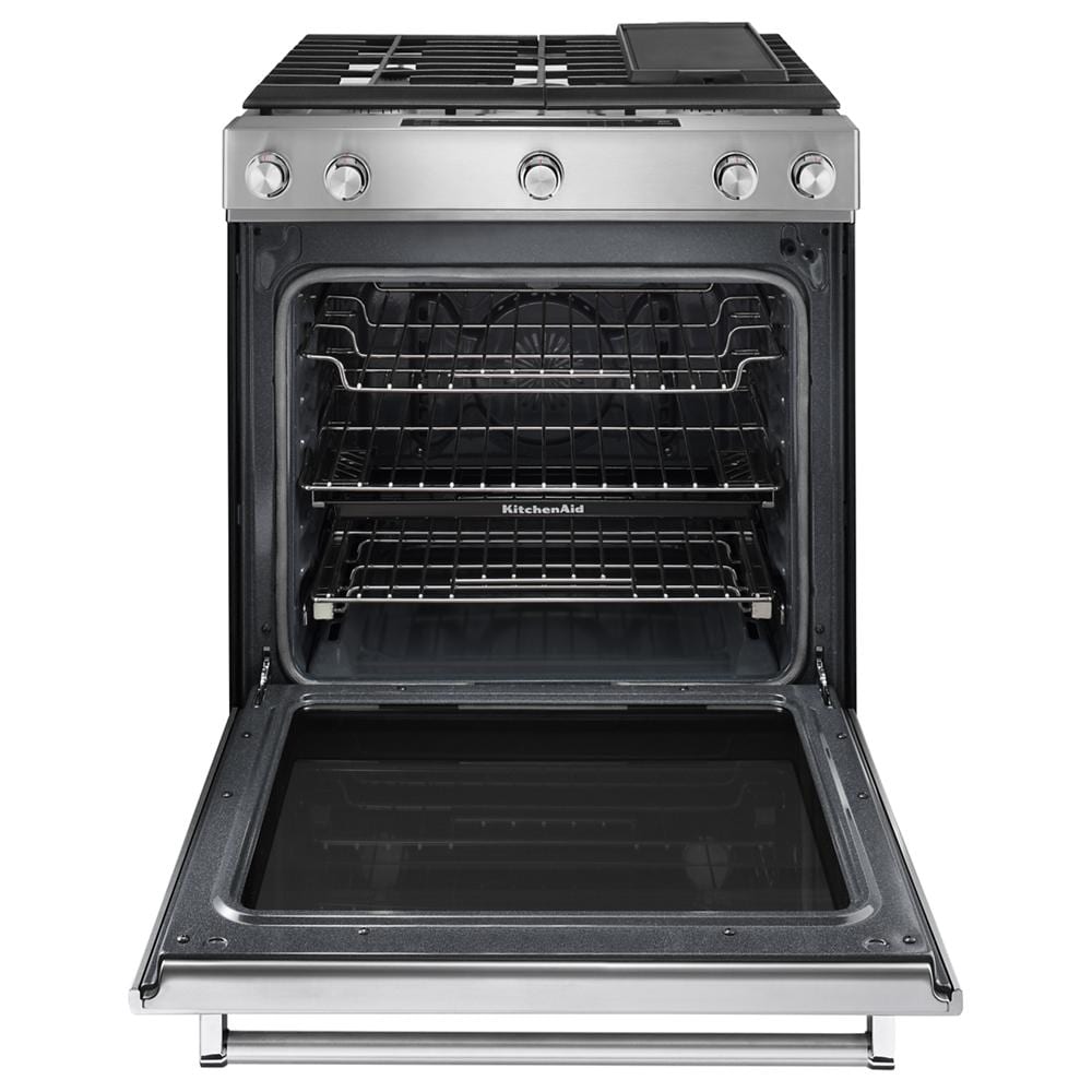 KitchenAid 30-in 5 burners 6.5-cu ft Convection Oven Slide-In Natural Gas Range ( Stainless steel )