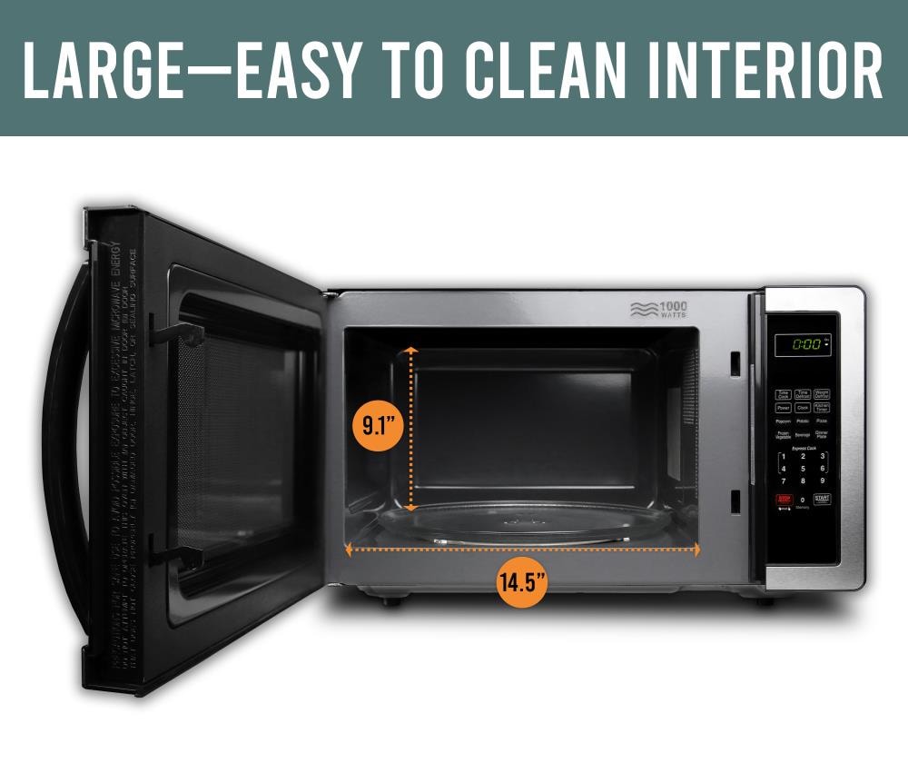 Farberware 1 1 cu ft 1000 Countertop Microwave Stainless Steel Black