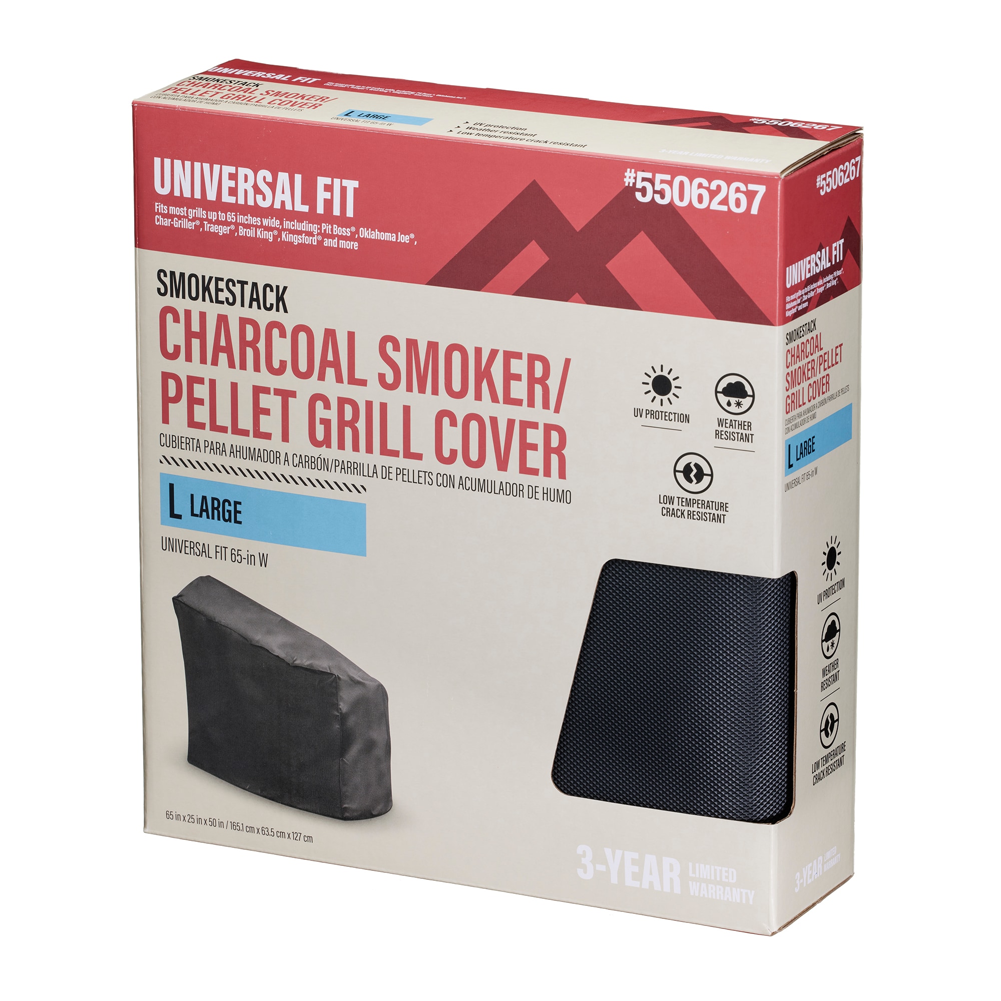 Master Forge Universal Large Charcoal Smoker 65-in W x 50-in H Black Pellet grill Cover