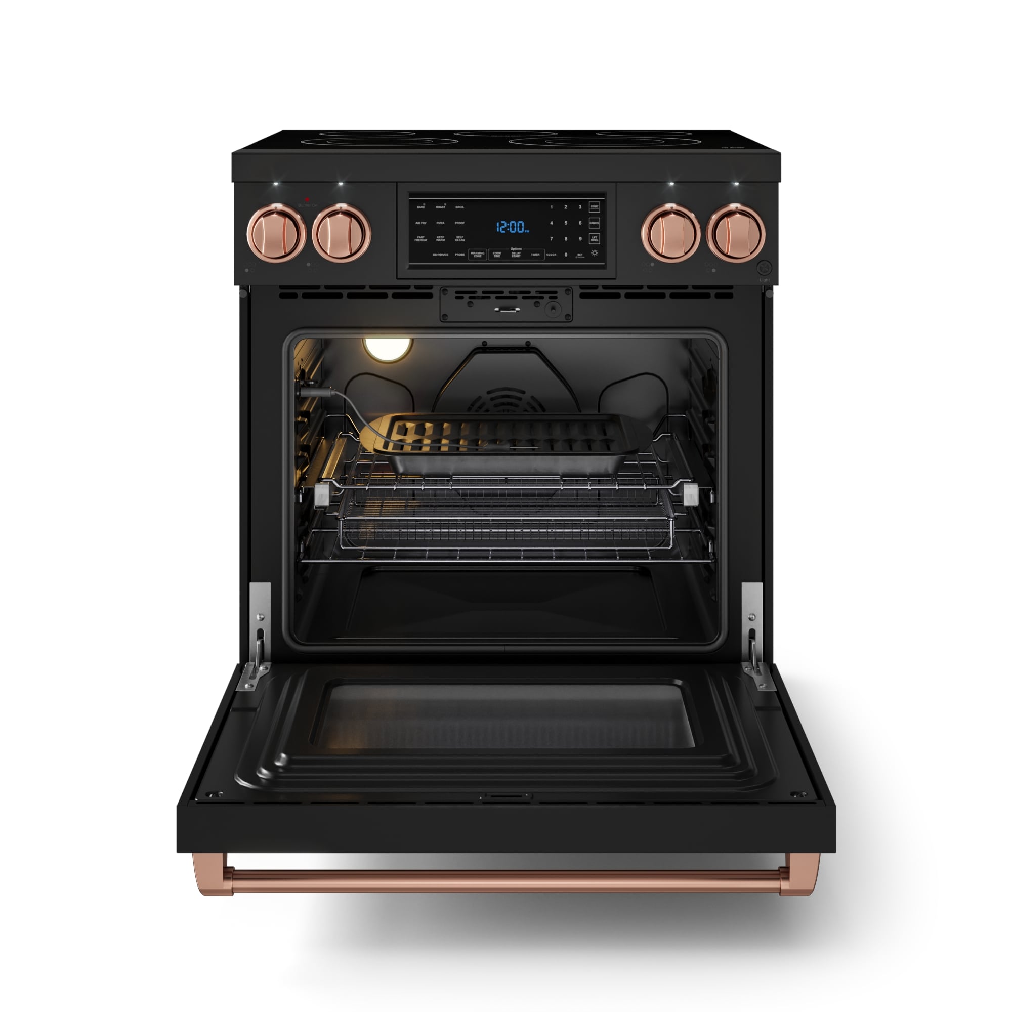 Thor Kitchen Gordon Ramsay Series 30-in Glass Top 5 burners 4.55-cu ft Air Fry Convection Oven Freestanding Electric Range ( Matte Black with Rose Gold Accents )