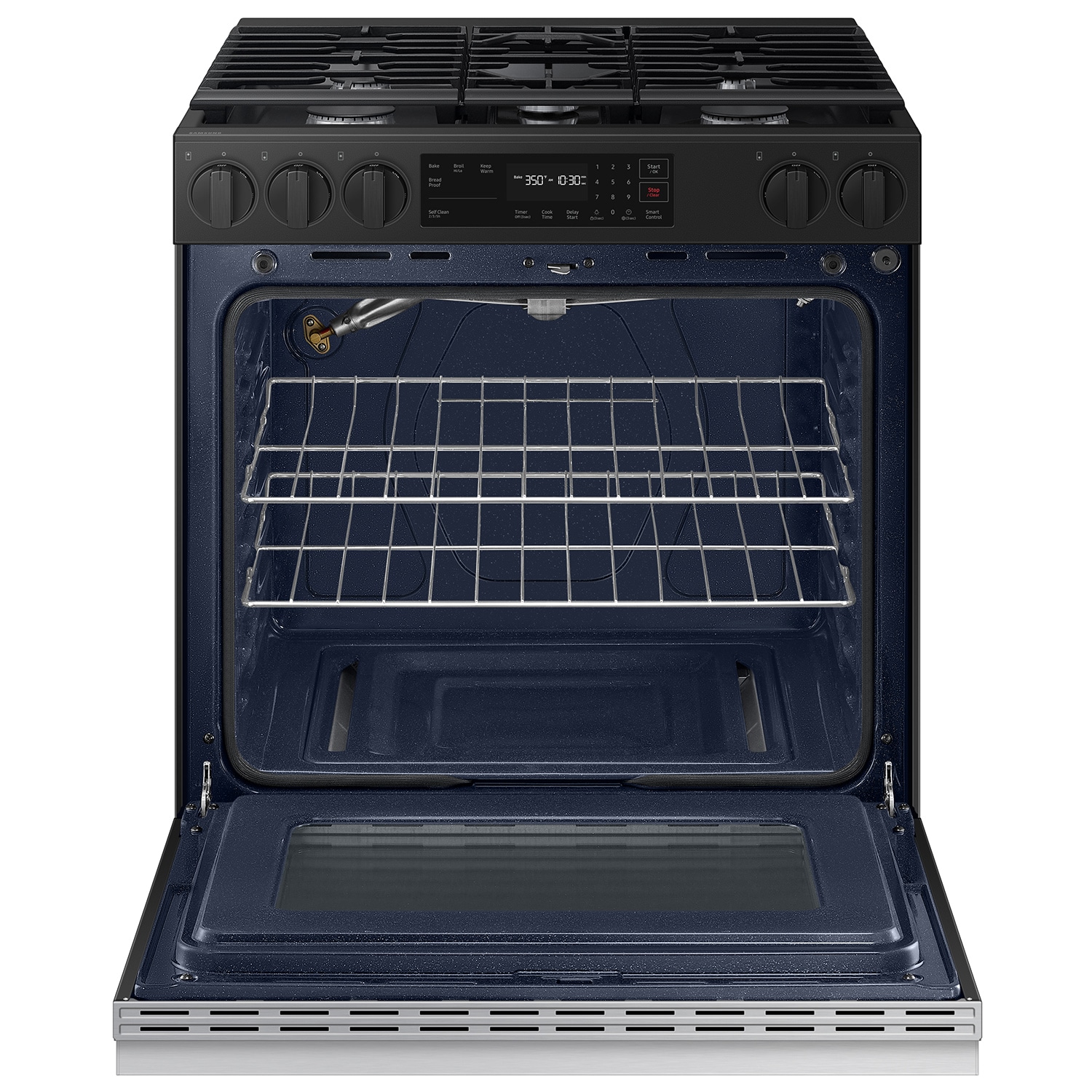 Samsung Bespoke 30-in 5 burners 6-cu ft Slide-In Natural Gas Range ( Stainless steel )