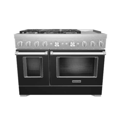 KitchenAid Commercial Style 48-in 4.1-cu ft / 2.2-cu ft Convection Oven Freestanding Double Oven Dual Fuel Range ( Imperial Black )
