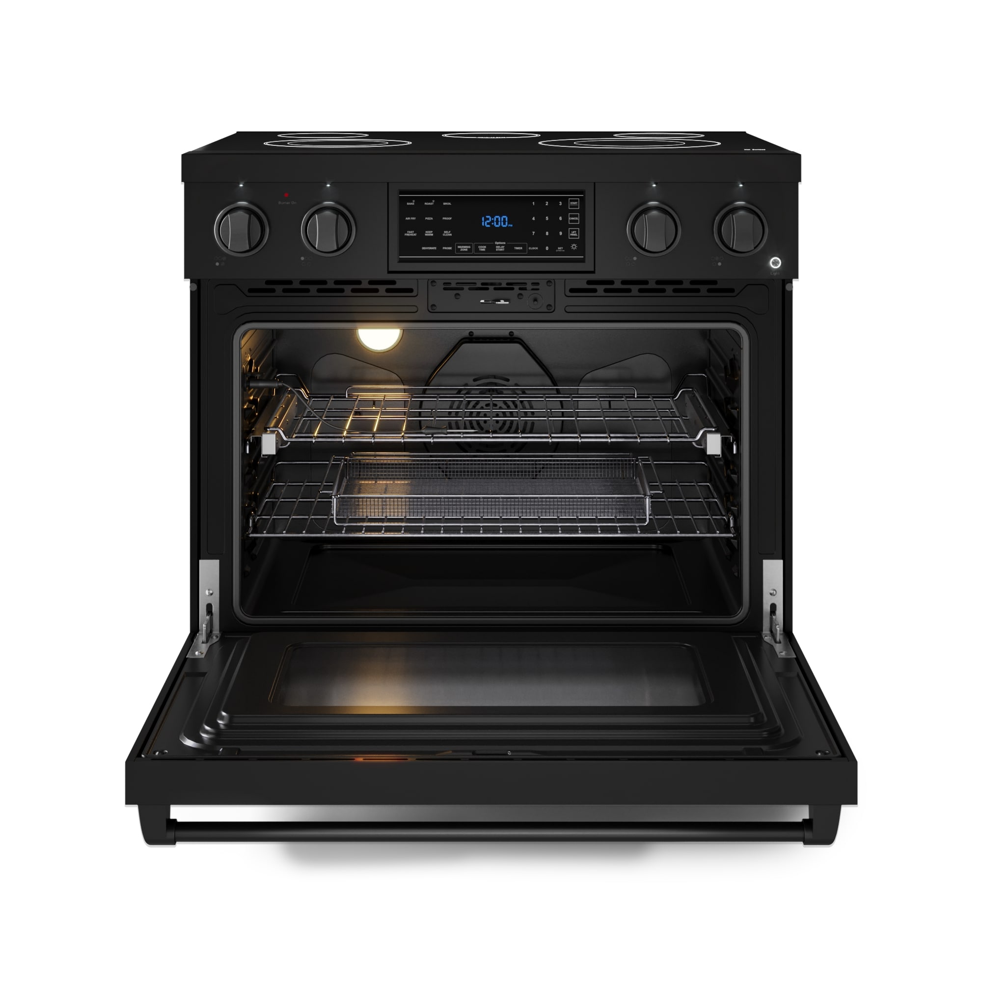 Thor Kitchen Gordon Ramsay Series 36-in Glass Top 5 burners 6-cu ft Air Fry Convection Oven Freestanding Electric Range ( Matte Black )
