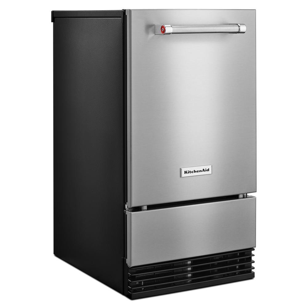 KitchenAid 29 lb Drop Down Door Built In Ice Maker Stainless Steel with PRINTSHIELD