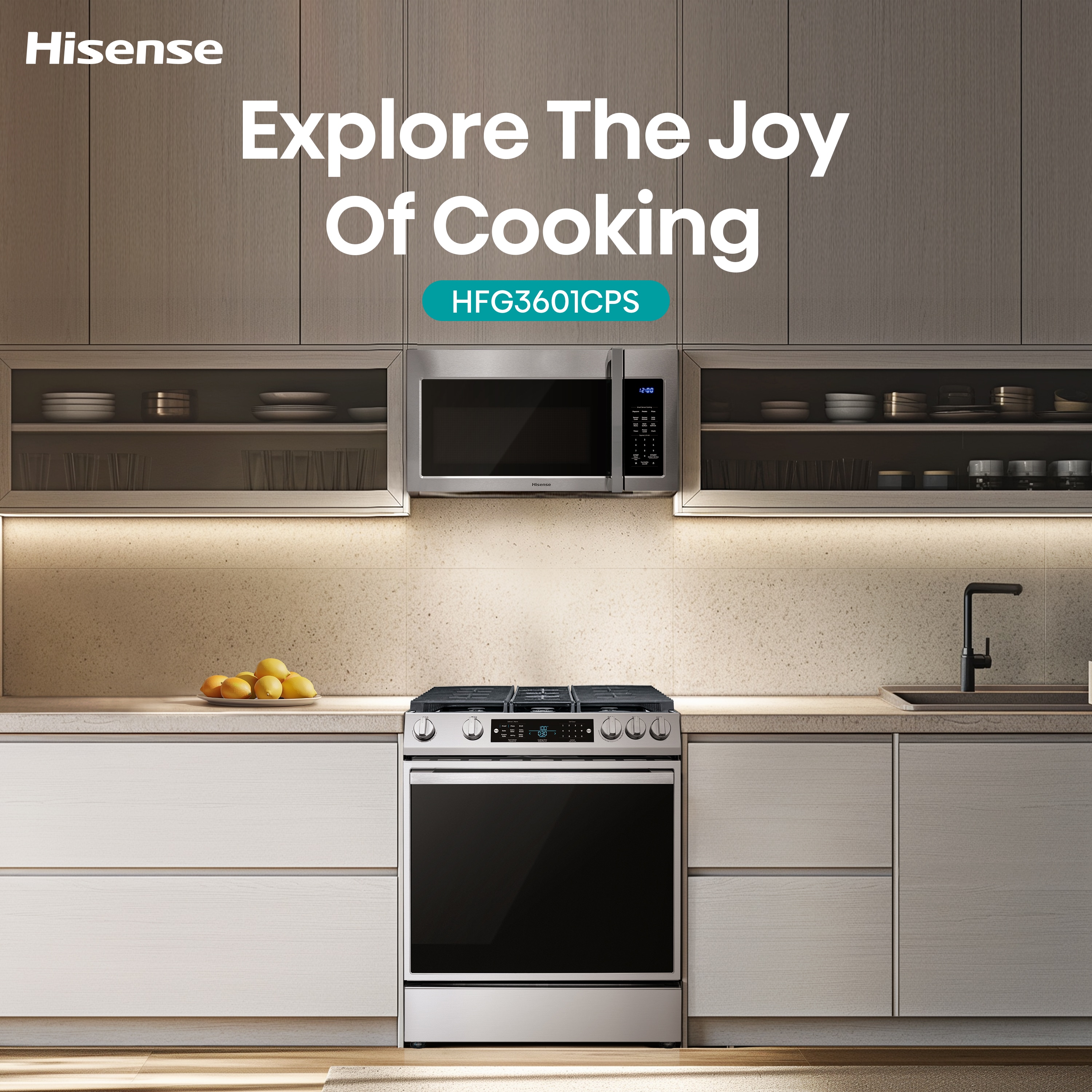 Hisense 30-in 6 burners 5.8-cu ft Air Fry Convection Oven Slide-In Natural Gas Range ( Stainless Steel )