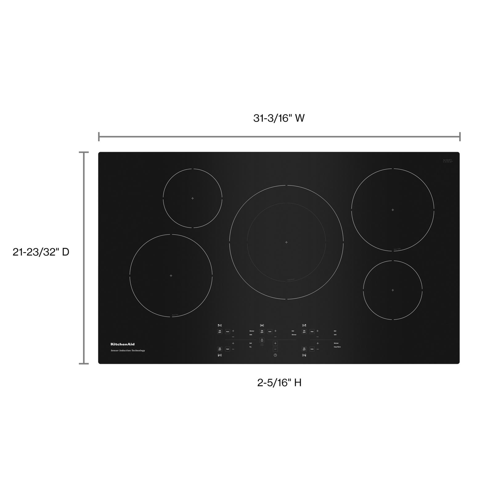 KitchenAid 36-in 5 burners Black Induction Cooktop