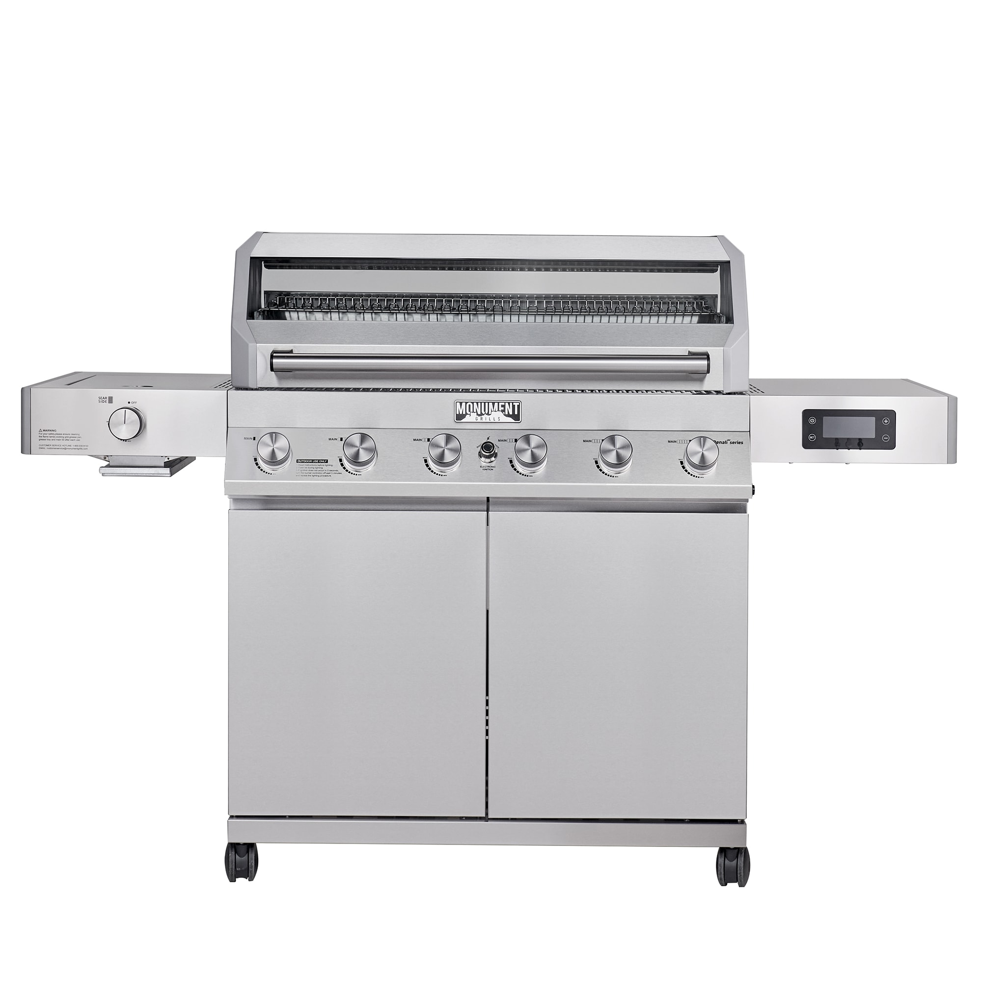 Monument Denali 610 Stainless Steel 6 -Burner Infrared Liquid Propane Gas Grill 1 -Side Burner