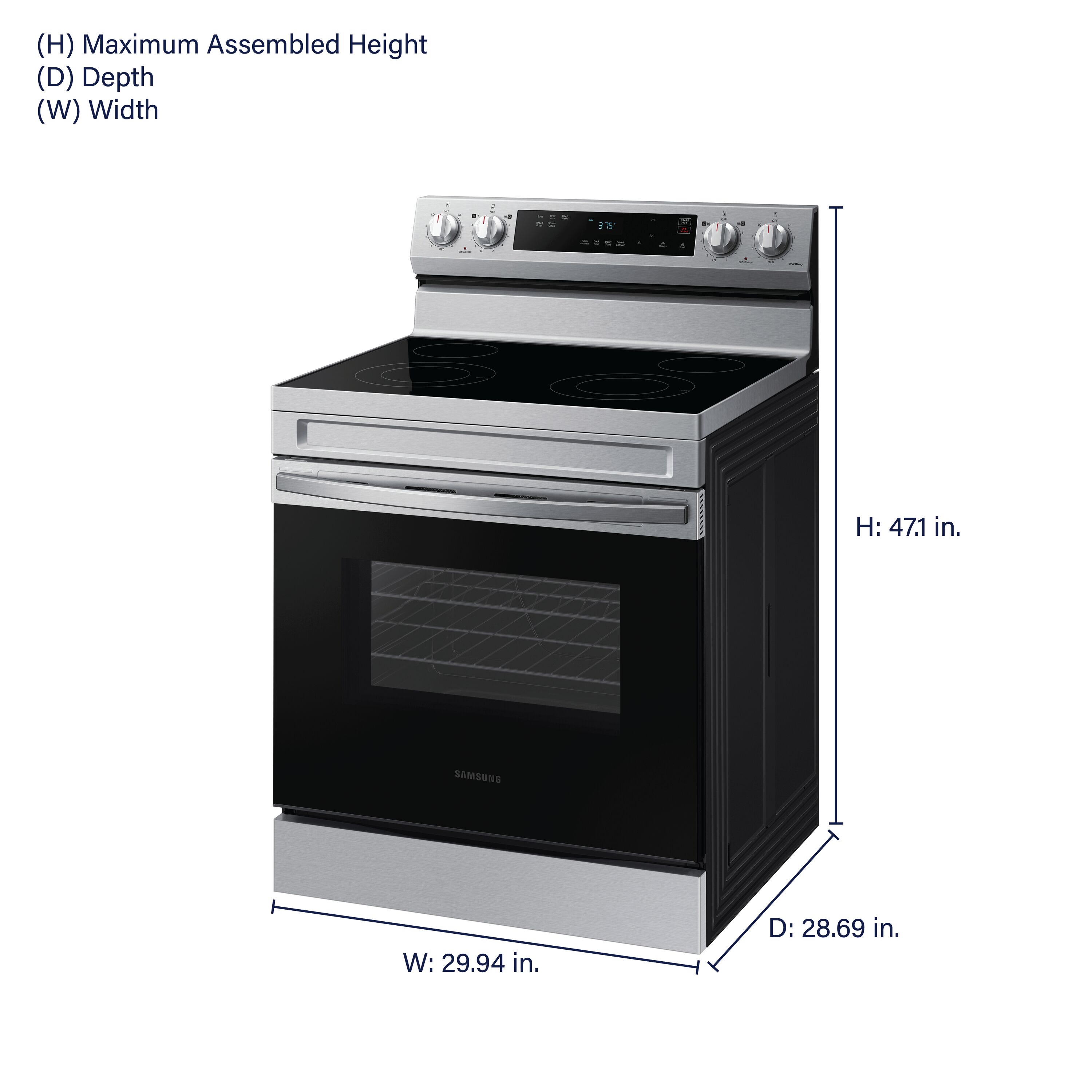 Samsung 30-in Glass Top 4 burners 6.3-cu ft Freestanding Electric Range ( Stainless Steel )