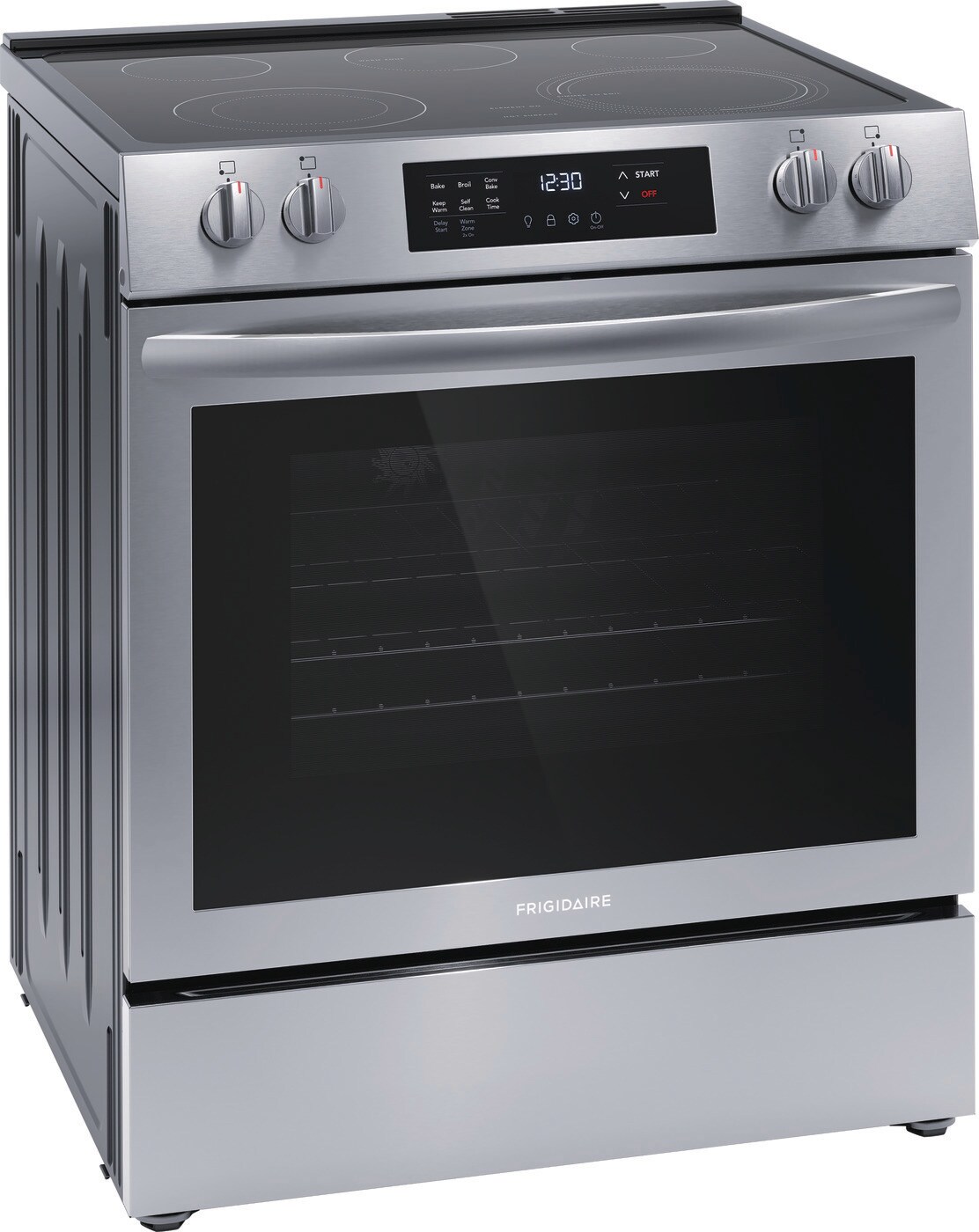 Frigidaire 30-in Glass Top 5 burners 5.3-cu ft Convection Oven Slide-In Electric Range Stainless steel )