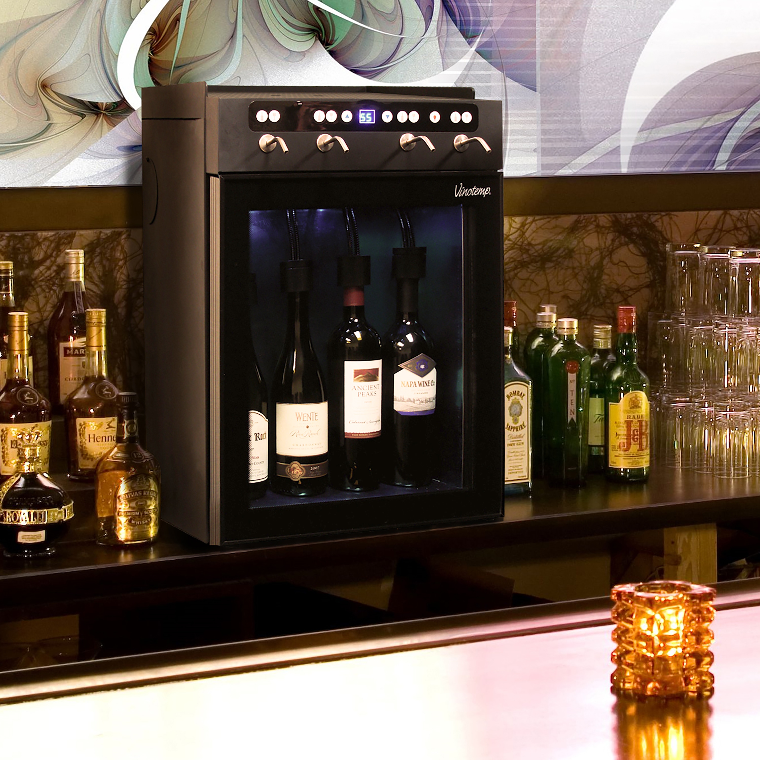 Vinotemp 16.4-in W 4 -Bottles Black Freestanding Indoor Wine Cooler