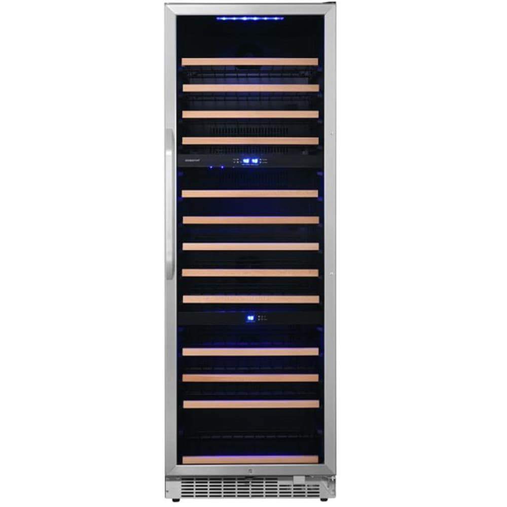EdgeStar 23.44-in W 131 -Bottles Black Cabinet Stainless Steel Door Dual Zone Cooling Built-in/Freestanding Indoor Wine Cooler