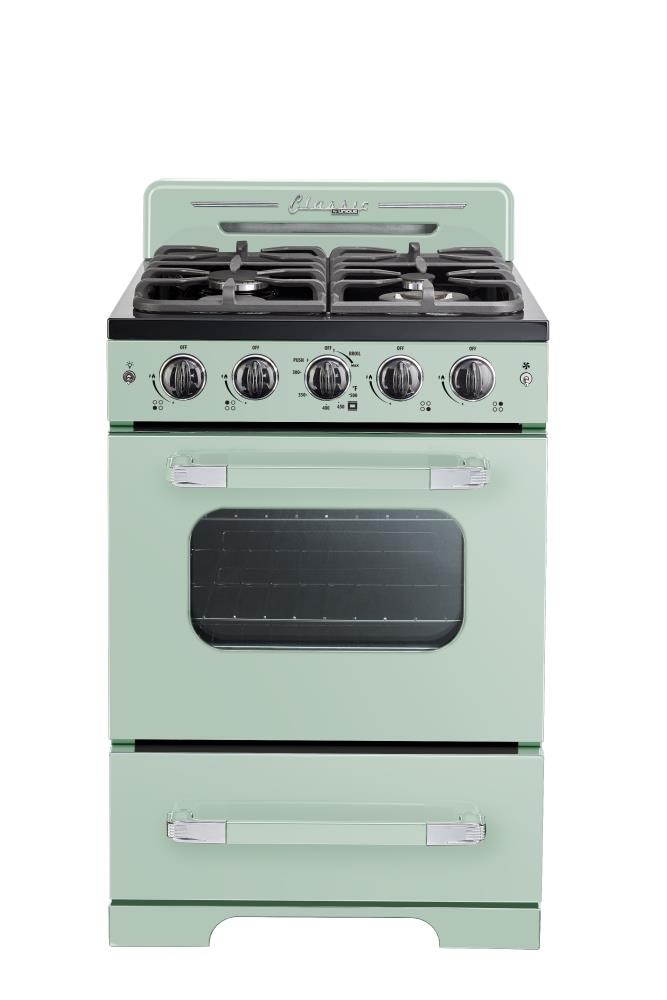 UNIQUE Classic Retro 24-in 4 burners 2.9-cu ft Convection Oven Freestanding Natural Gas Range ( Summer mint green )
