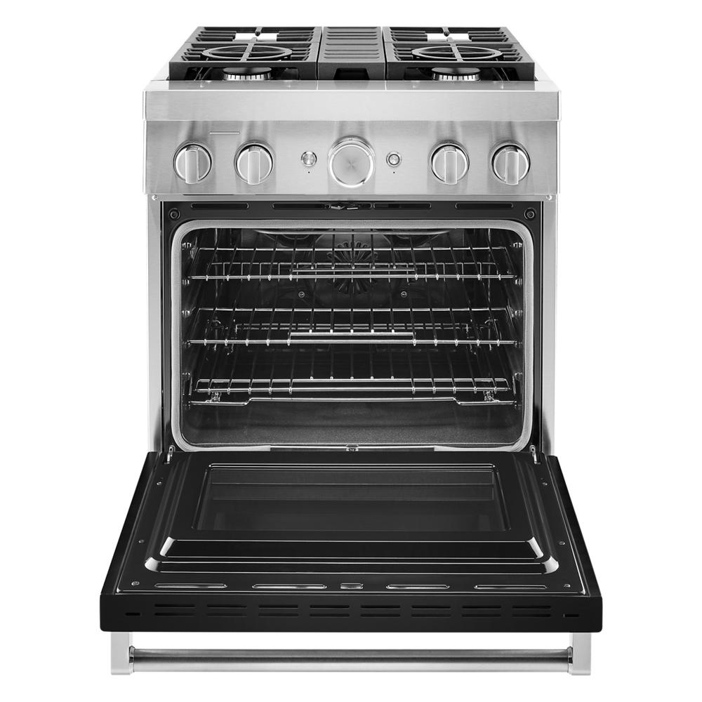 KitchenAid 30-in Deep recessed 4 burners Convection Oven Freestanding Dual Fuel Range ( Imperial Black )