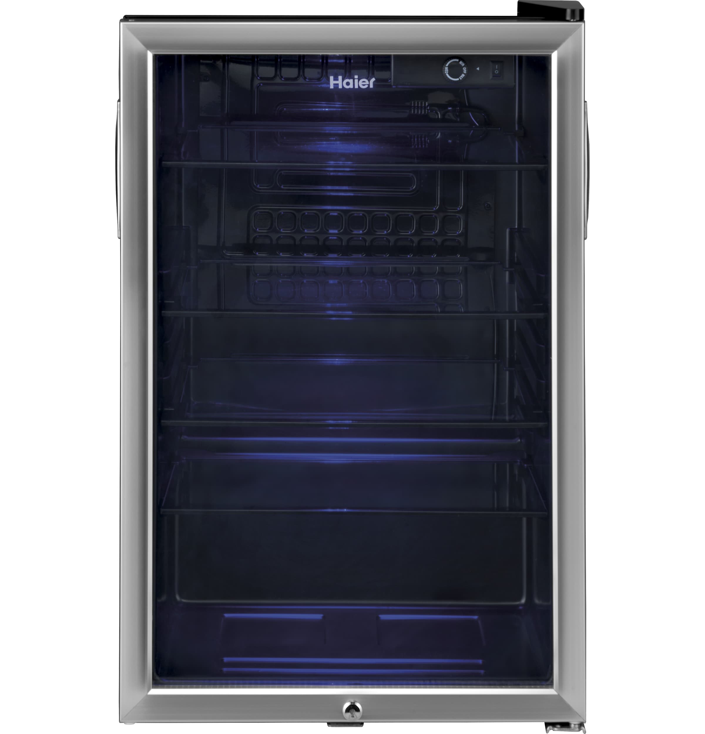 Haier 20.5-Inches W 150 -Can Capacity Stainless steel Freestanding Indoor Beverage Refrigerator with Glass Door
