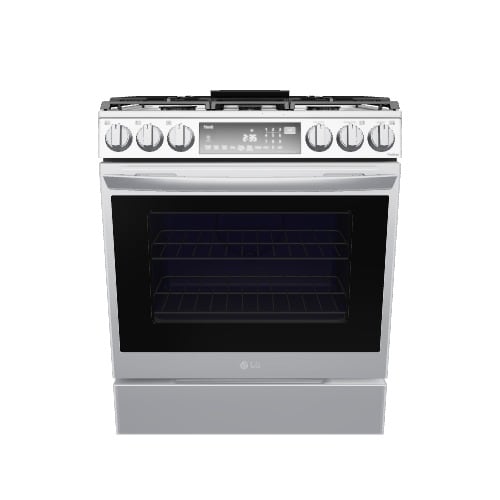 LG InstaView 30-in 5 burners 6.3-cu ft Air Fry Convection Oven Slide-In Natural Gas Range ( PrintProof Stainless Steel )