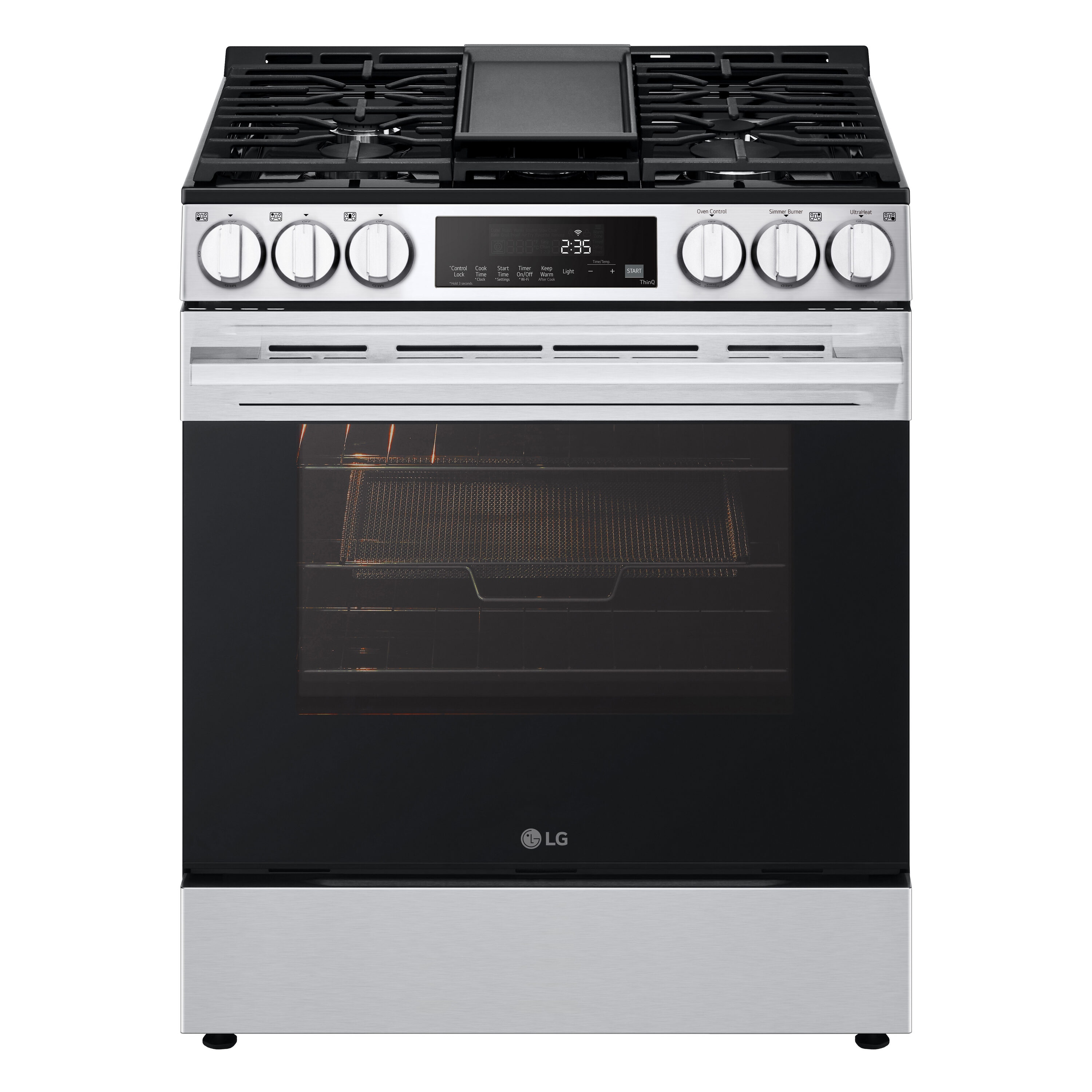 LG 30-in 5 burners 5.8-cu ft Air Fry Convection Oven Freestanding Natural Gas Range ( Stainless Steel )