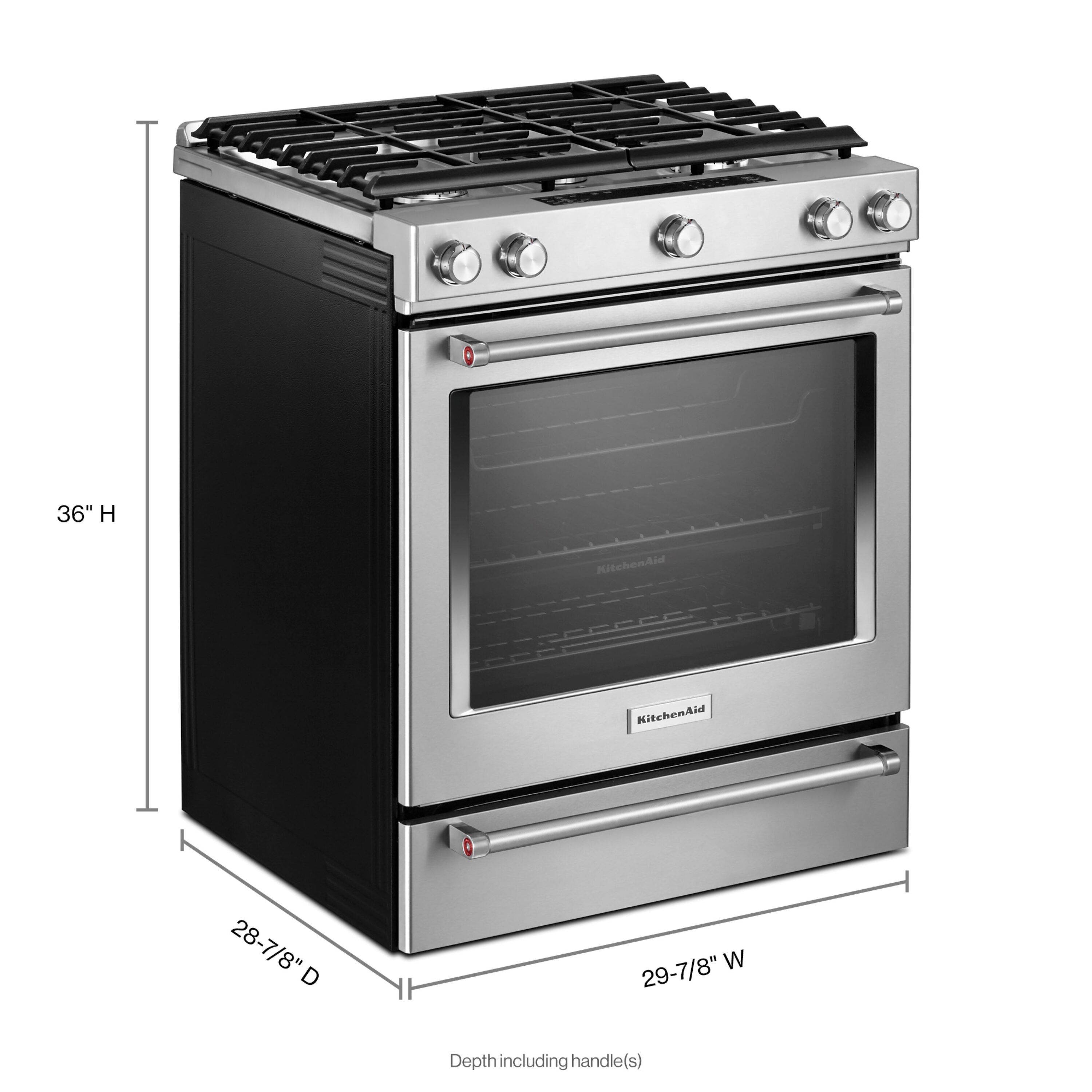 KitchenAid 30-in 5 burners 6.5-cu ft Convection Oven Slide-In Natural Gas Range ( Stainless steel )