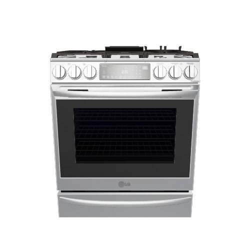 LG InstaView Air-Fry 30-in 5 burners 6.3-cu ft Air Fry Convection Oven Slide-In Natural Gas Range ( PrintProof Stainless Steel )