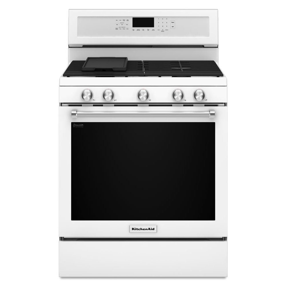 KitchenAid 30-in 5 burners 5.8-cu ft Convection Oven Freestanding Natural Gas Range ( White )