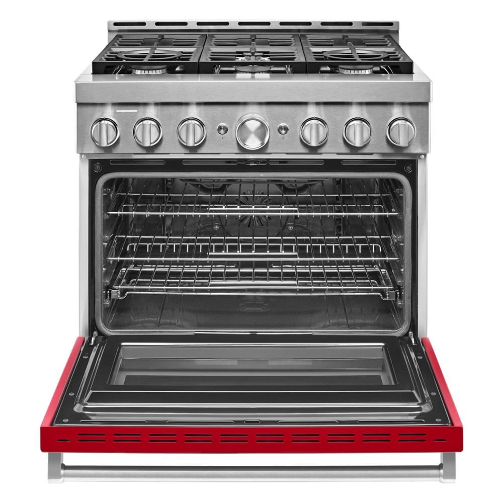KitchenAid 36-in 6 burners 5.1-cu ft Convection Oven Freestanding Natural Gas Range ( Passion Red )