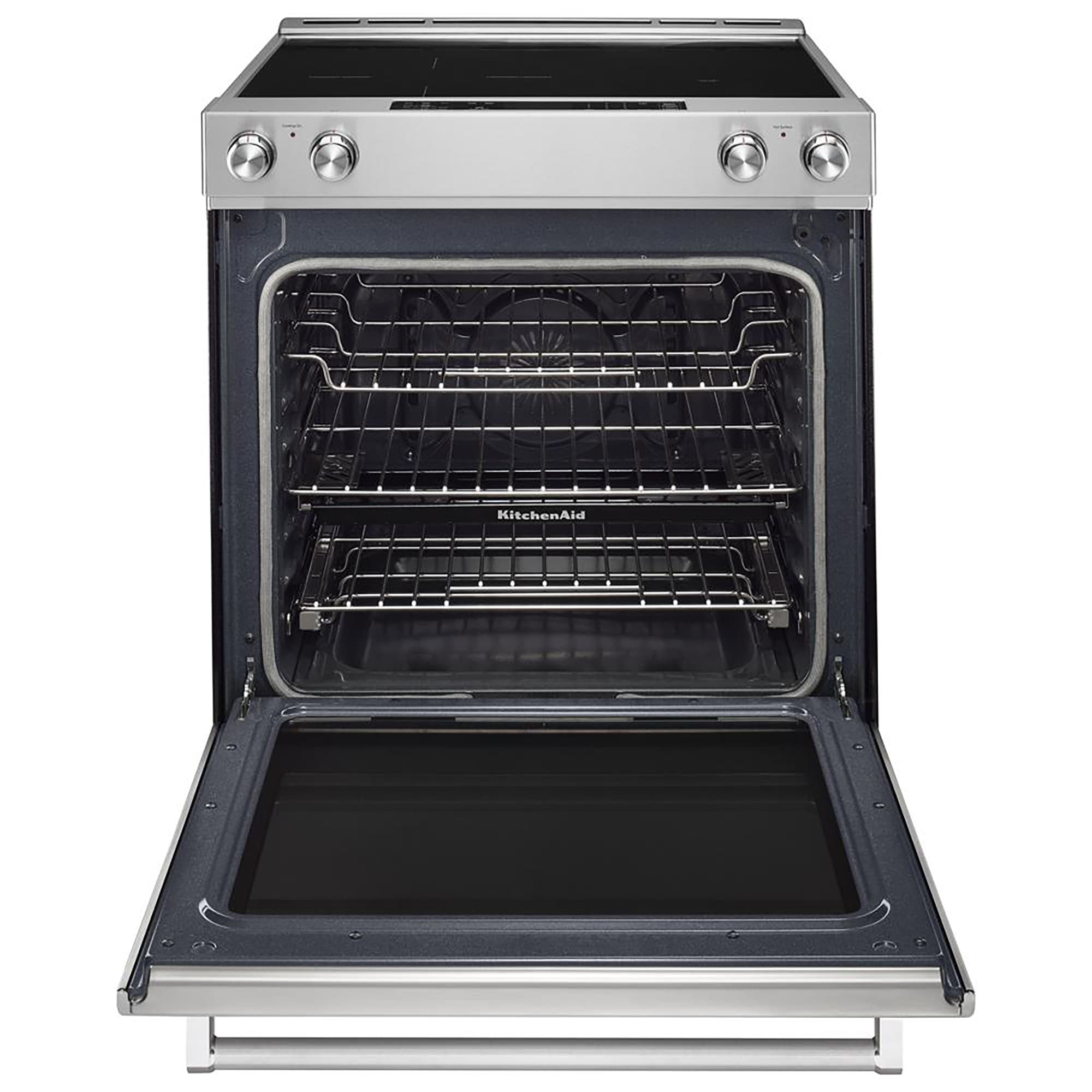 KitchenAid 30-in Glass Top 5 burners 7.1-cu ft Convection Oven Slide-In Electric Range ( Stainless steel )