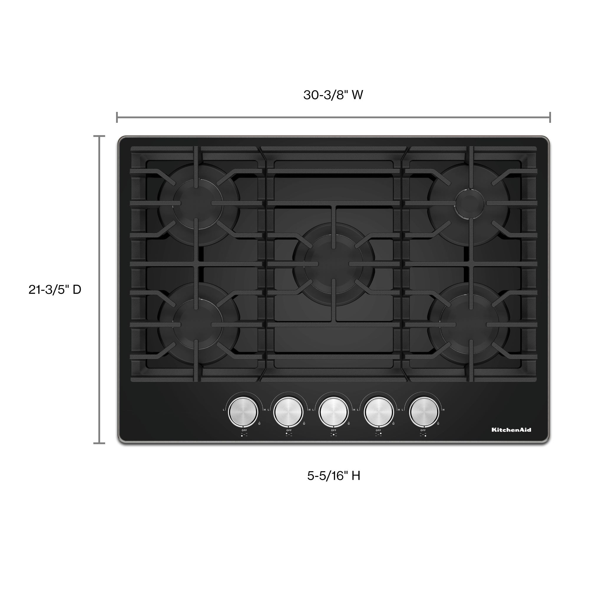 KitchenAid 30-in 5 burners Black Gas Cooktop