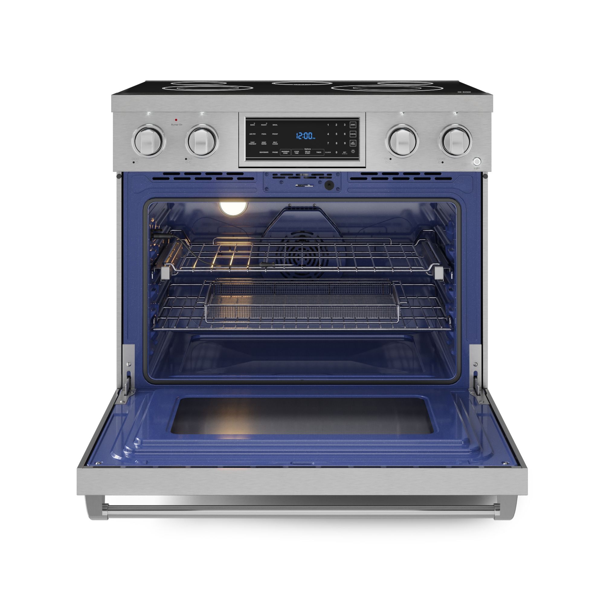 Thor Kitchen Gordon Ramsay Series 36-in Glass Top 5 burners 6-cu ft Air Fry Convection Oven Freestanding Electric Range ( Stainless Steel )