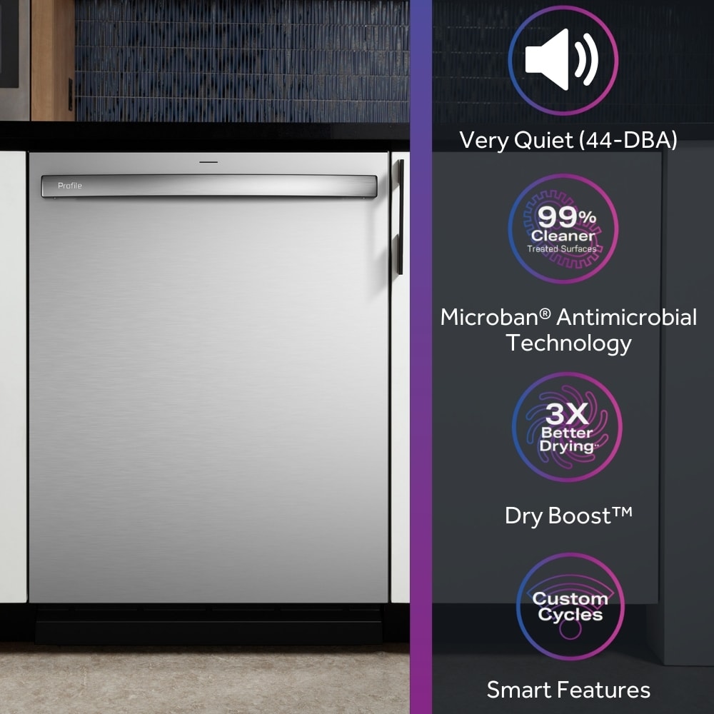 GE Profile Dry Boost Top Control 24 in Smart Built In Dishwasher With Third Rack Fingerprint resistant Stainless Steel ENERGY STAR 44 dBA