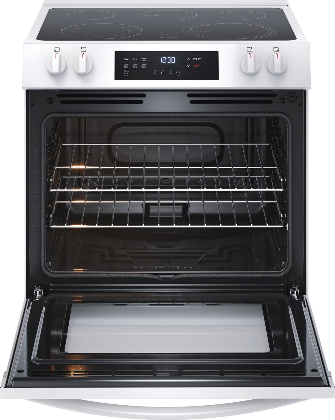 Frigidaire 30-in Glass Top 5 burners 5.3-cu ft Slide-In Electric Range White )