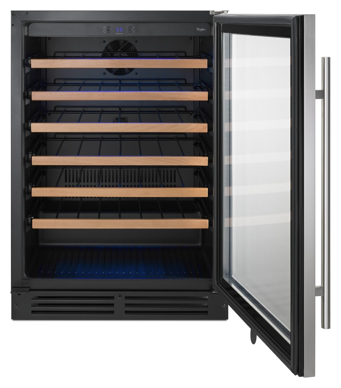 Whirlpool 23.8125-in W 51-Bottles Black-on-stainless Built-In /freestanding Indoor Wine Cooler
